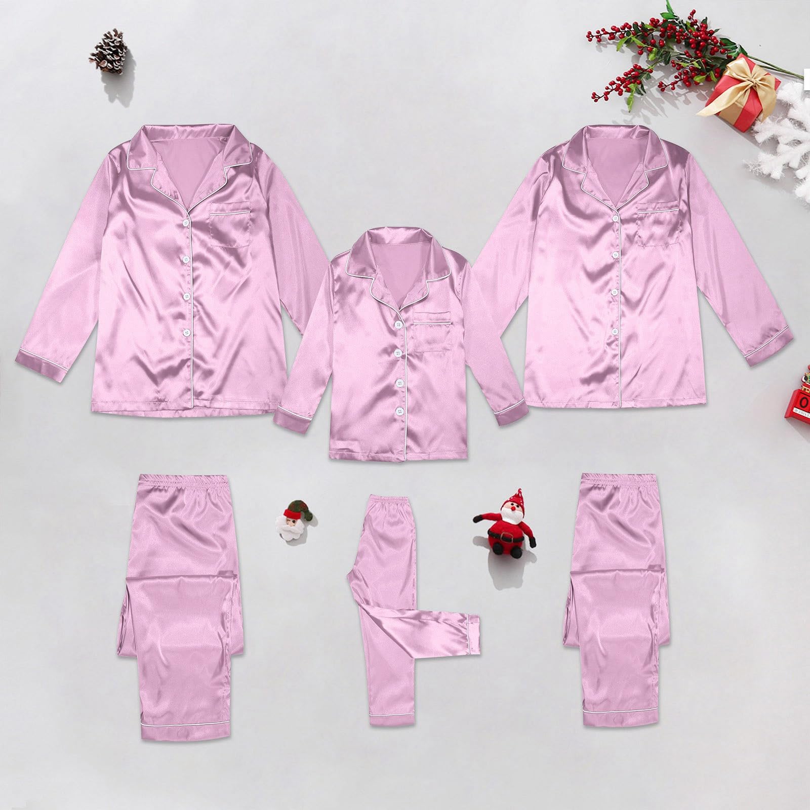 Christmas Pajamas for Family 2025 Matching Sets 2 Piece Lounge Sets for Women Couples Loungewear Sets Christmas Pjs Dad Pink