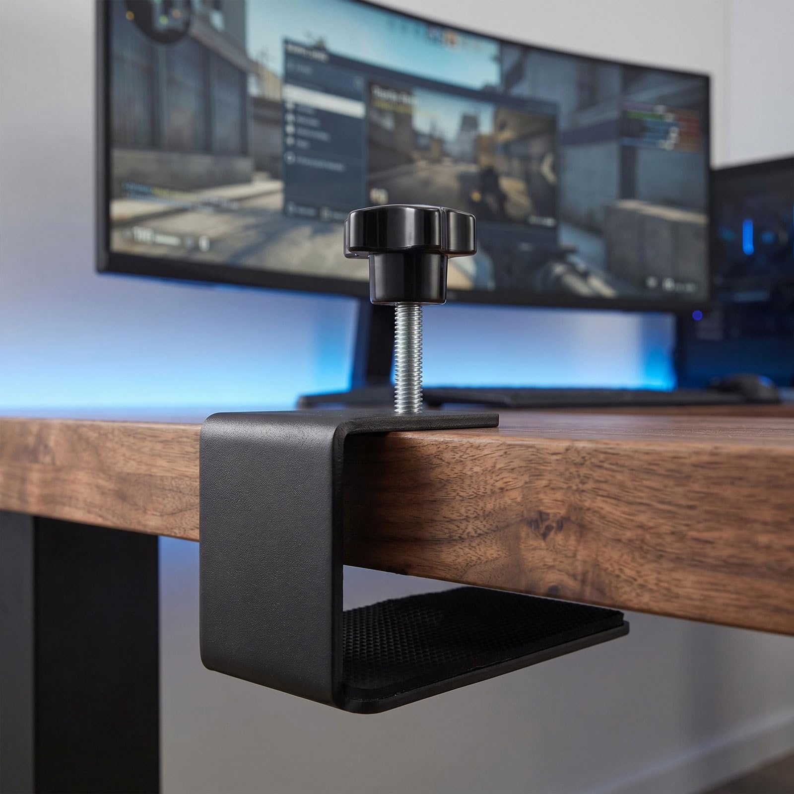 Operitacx 2 pezzi Supporto da tavolo per cambio da corsa - Morsetto fisso da scrivania per gaming - Supporto per cambio a forma di C per postazione di simulazione di guida, accessori da gaming, nero