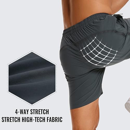 Miniatura 5 de CRZ YOGA Pantalones cortos de gimnasio sin forro para hombre, 7 pulgadas, ultra ligeros, de secado rápido, entrenamiento, correr, entrenamiento,