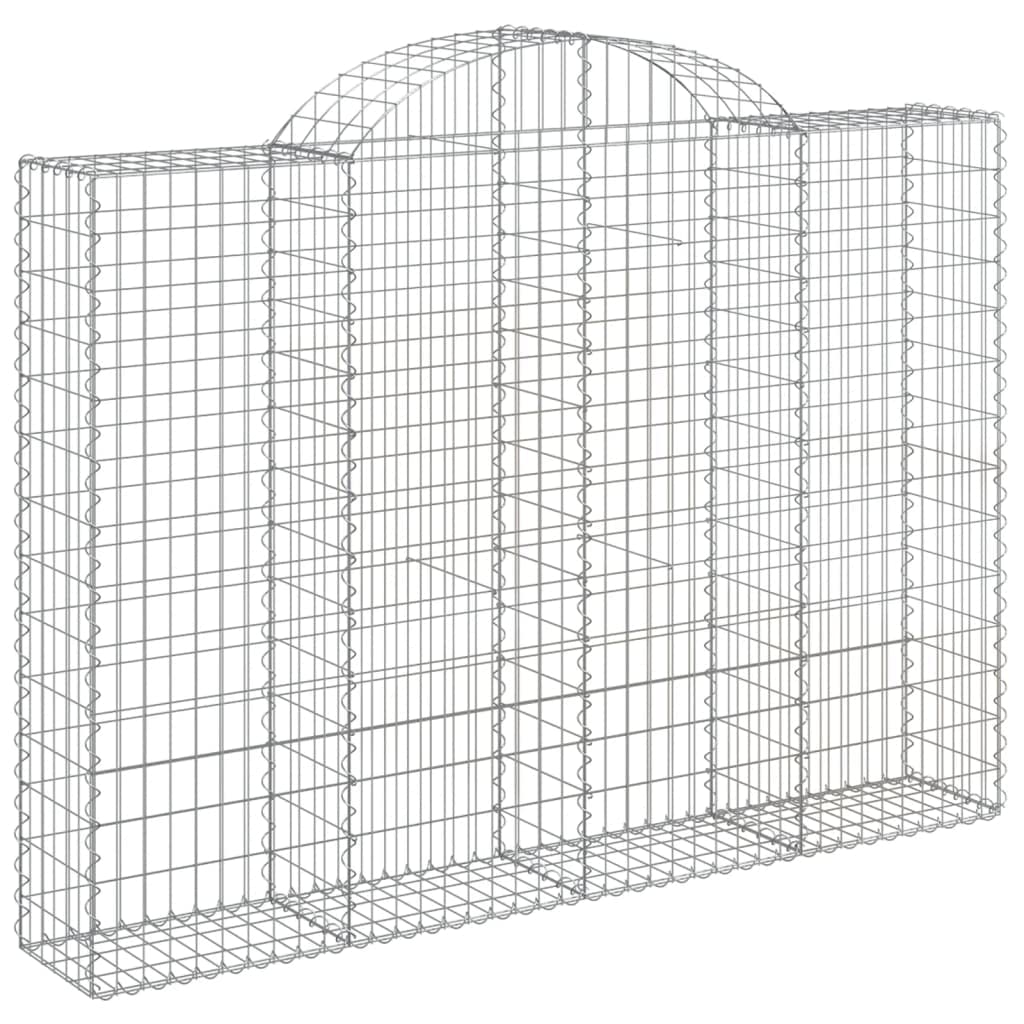 Gaviones con arco alto, juego de 11 unidades, 200 x 30 x 140/160 cm, pared de gaviones de hierro galvanizado, cesta estable para protección visual decorativa y protección acústica para el