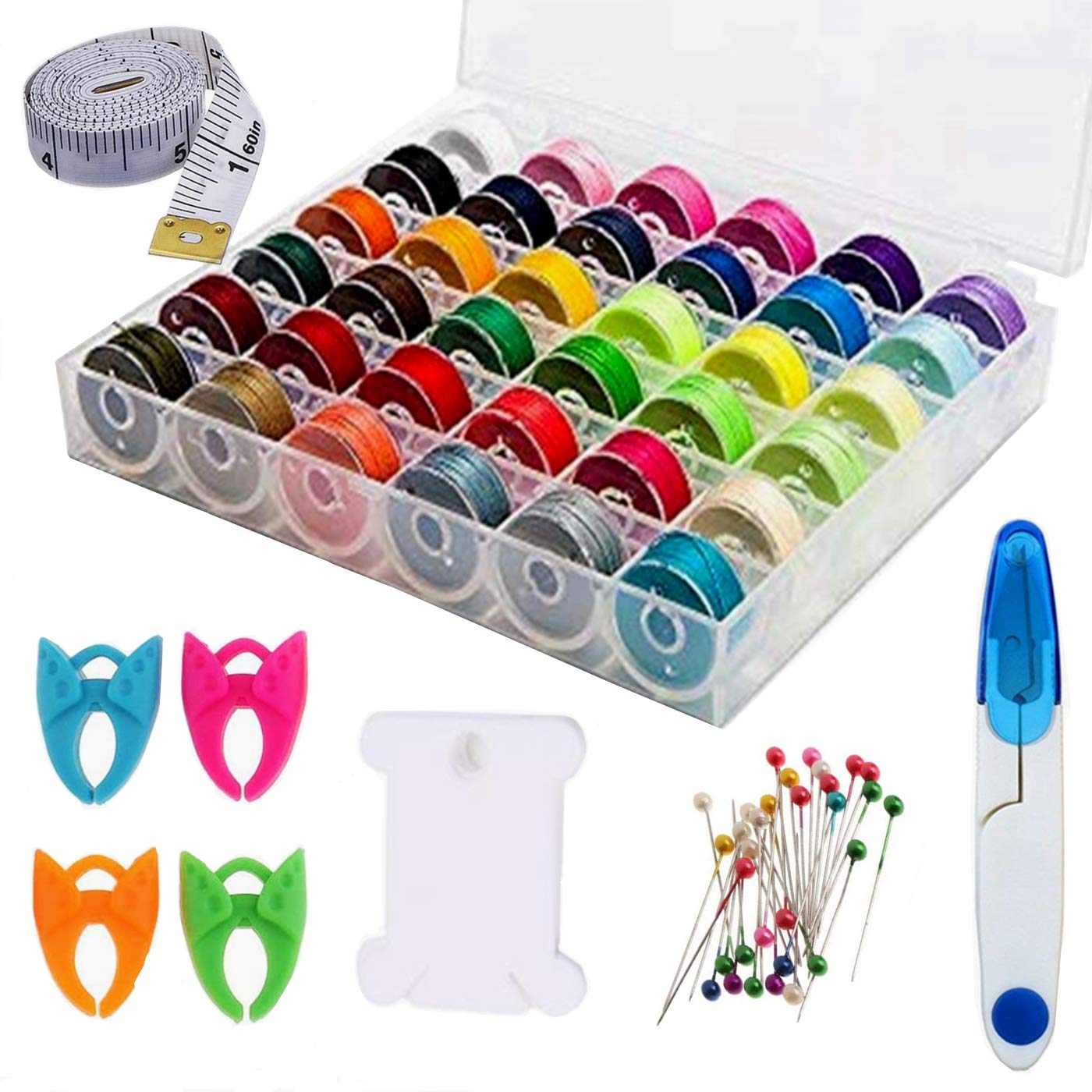 Buy Fbshicung 36Pcs Bobbins and Sewing Threads with Bobbin Case and