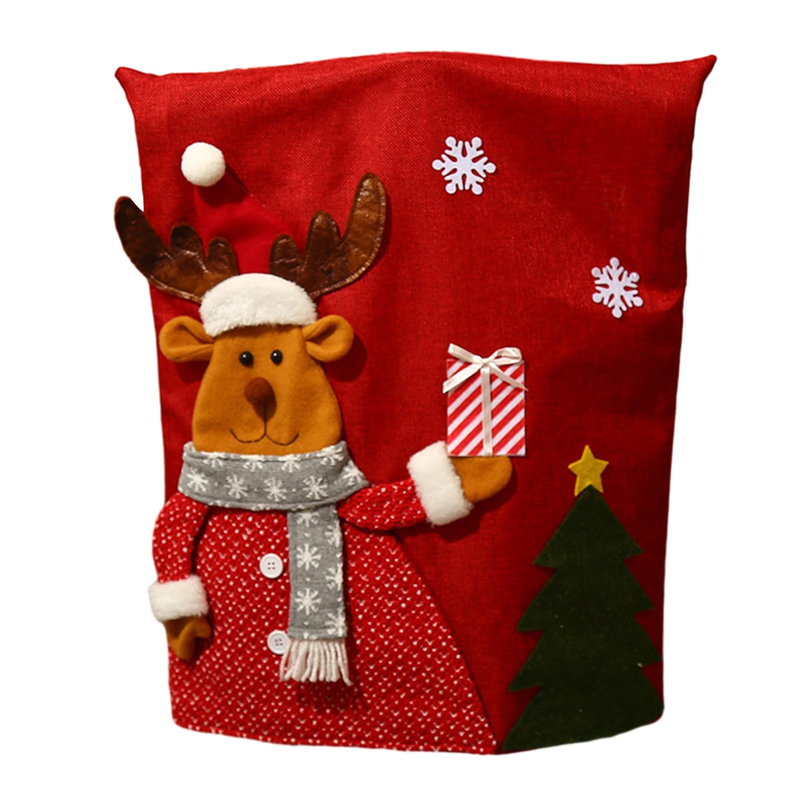 Buxuaaaa Elk Gift Chair Cover Christmas Chair Covers Cute Cartoon Santa Chair Back Decor For New Year Dining Slipcovers Dinner Banquet Holiday Party Back Cover