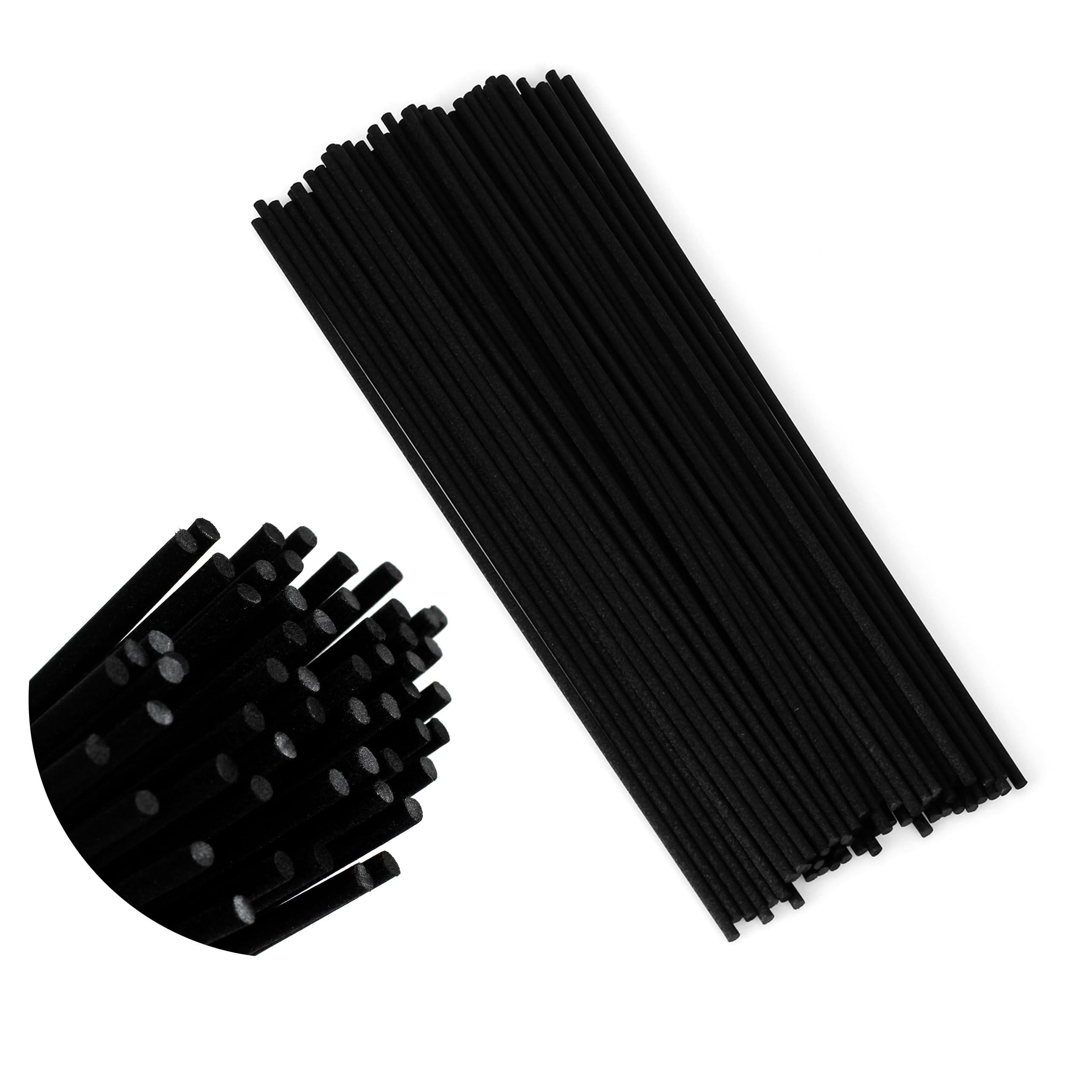 Increased Fire Black Oil Diffuser Sticks 50pcs 9in/23cm0.118in/3mm Fragrance Refill Fibre Reed Thick Diffuser Sticks for Home Office Spa and Bedroom