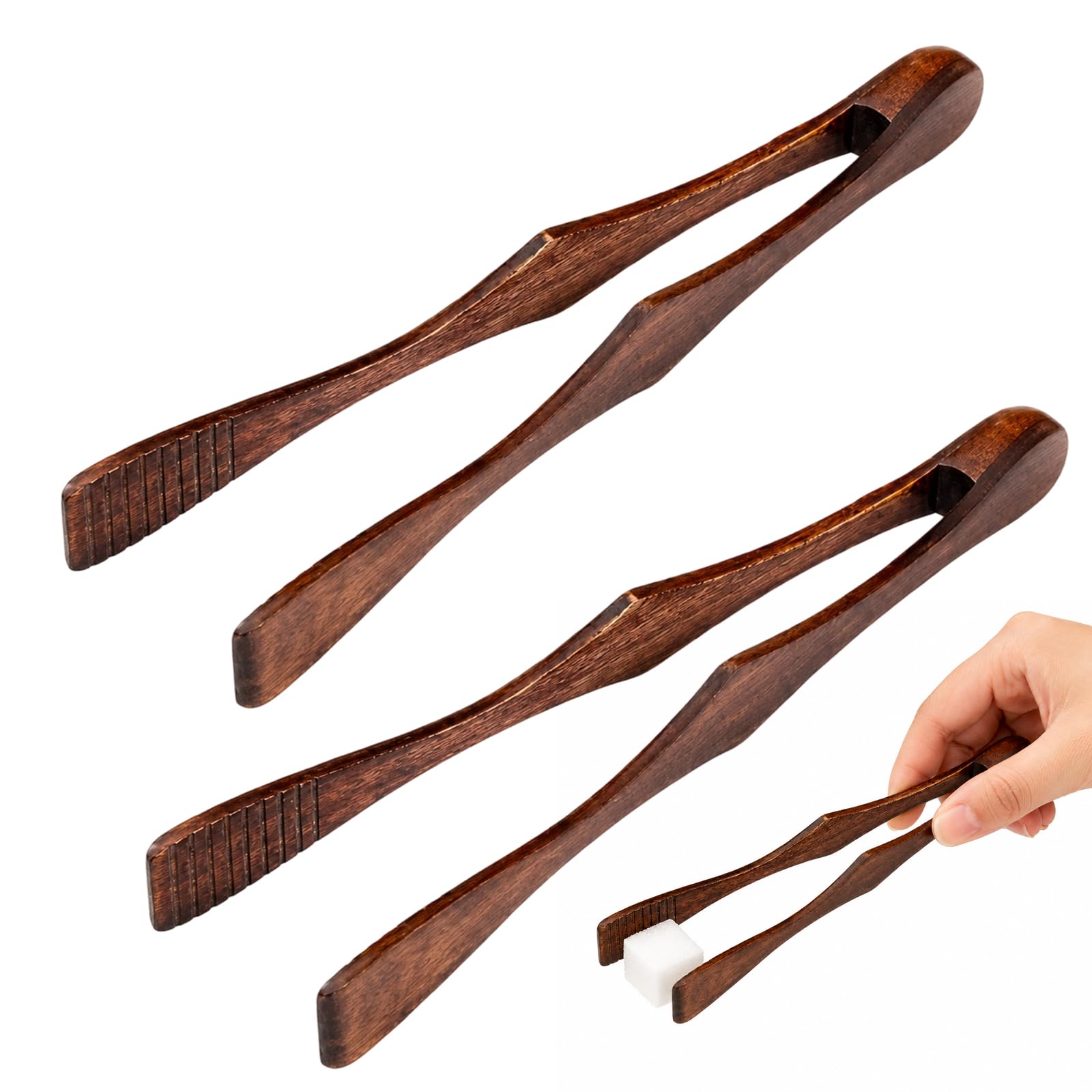2-Piece 26cm Wooden Tongs, Toast Tongs and Bamboo Tongs,Wooden Tongs for Toaster, Suitable for Kitchen Tasks, Outdoor Cooking and Buffet Serving, Durable Wood Construction with Heat-Resistant Design