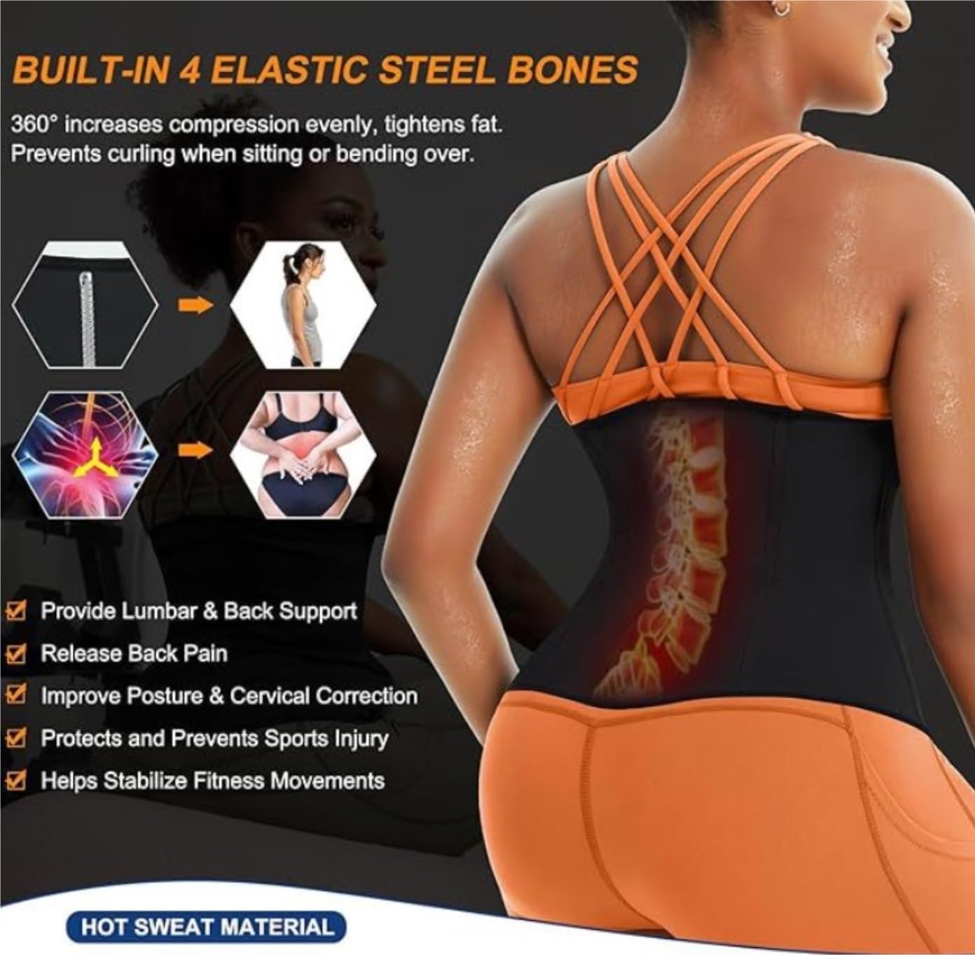 Faja Lumbar Faja Reductora De Cintura, Faja Reductora De Grasa Abdominal, Faja Reductora De Cintura, Faja Reductora De Sudor Para Adelgazar El Abdomen, Faja Reductora De Cintura Cinturón Apoyo Lumbar(