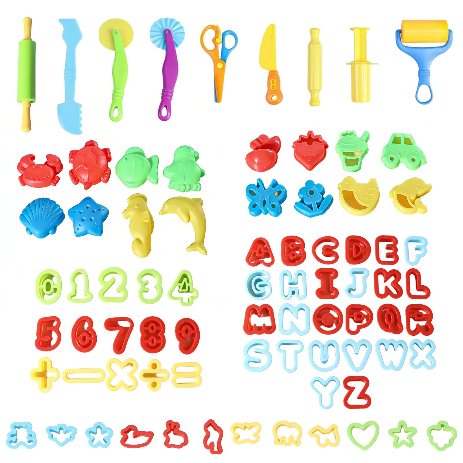 Giutsaull 78 Stück Knete Zubehör Set, Knetwerkzeug & Modellierwerkzeug Set, Knete ab 2 Jahre, Knetspielzeug, Knetzubehör, Knet Zubehö für kreative Projekte, Knetset für Formen, Basteln & Dekoration