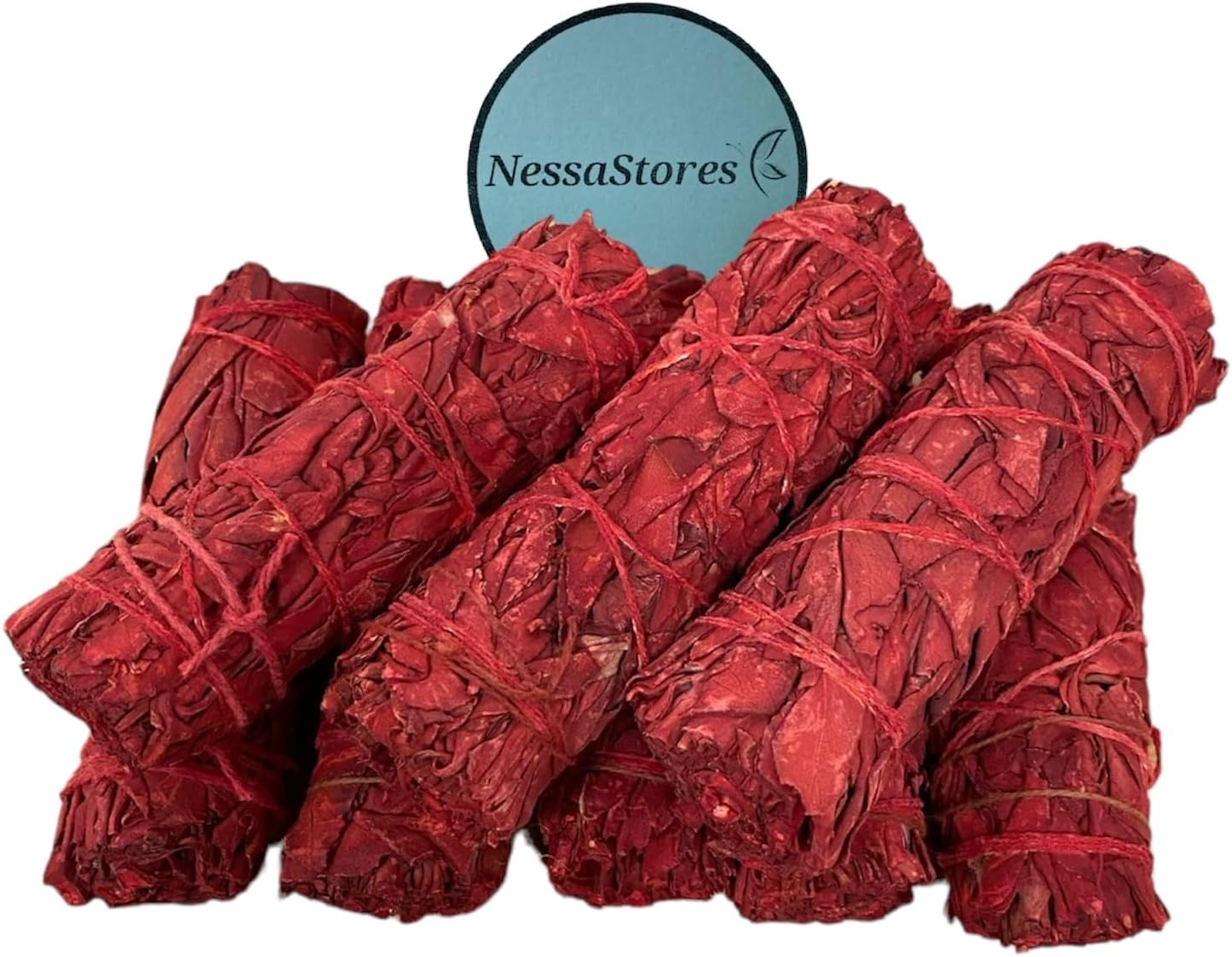 NessaStores 6 Dragon's Blood Sage Smudge Sticks, 4 Inch Hand Tied, All Natural, Ethically Sourced for Home Cleansing, Stress Relief, & Clearing Negative Energy. JC-160