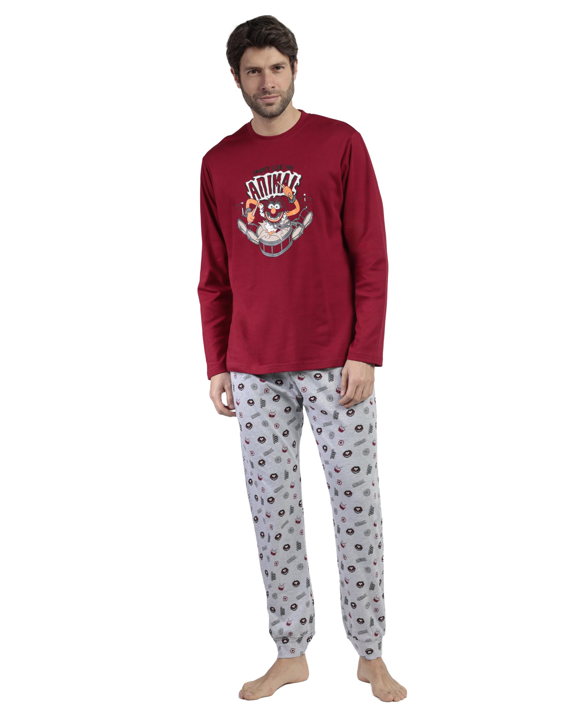 Disney Muppets Pijama Manga Larga Animal Drumer para Hombre