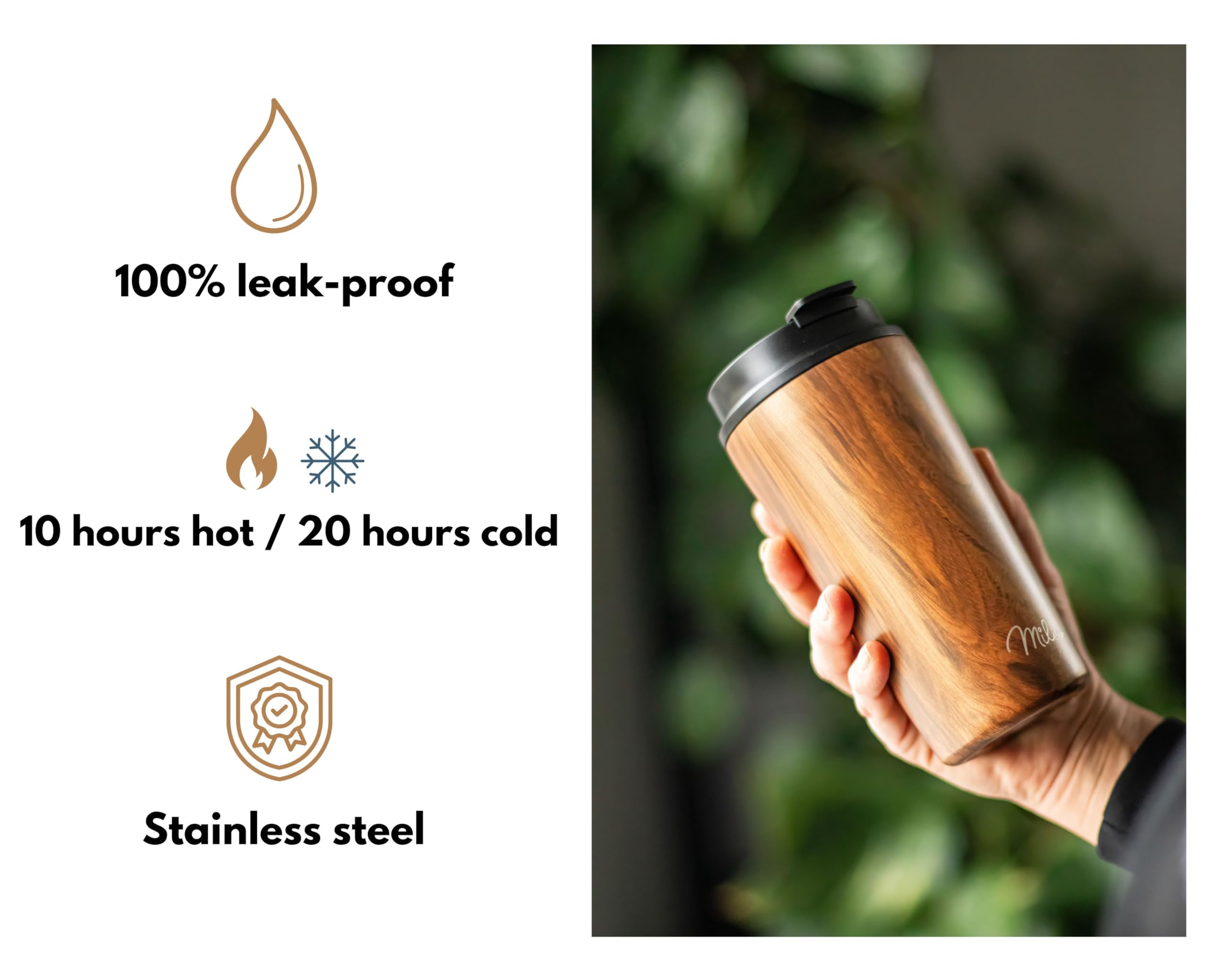 Milu Thermo Koffiemok 300 ml, 400 ml, 500 ml, reisbeker, BPA-vrij, liter met isolatie, roestvrij staal en lekvrij voor koffie en thee (Berry, 500 ml Milu Thermo Koffiemok 300 ml, 400 ml, 500 ml, reisbeker, BPA-vrij, liter met isolatie, roestvrij staal en lekvrij voor koffie en thee (Berry, 500 ml