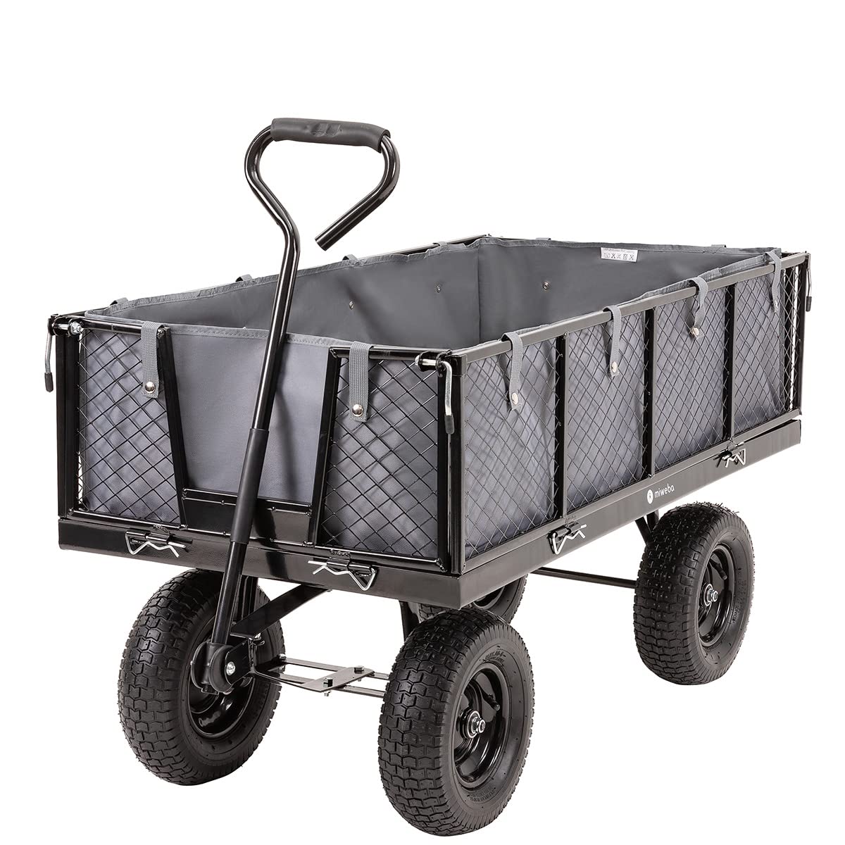 Miweba Chariot d’extérieur MB-700 - Bâche - Parois Pliables - Capacité de Charge 700 kg - Pneus pneumatiques - Chariot Pliable - Chariot de Jardin - Chariot de Transport - Brouette