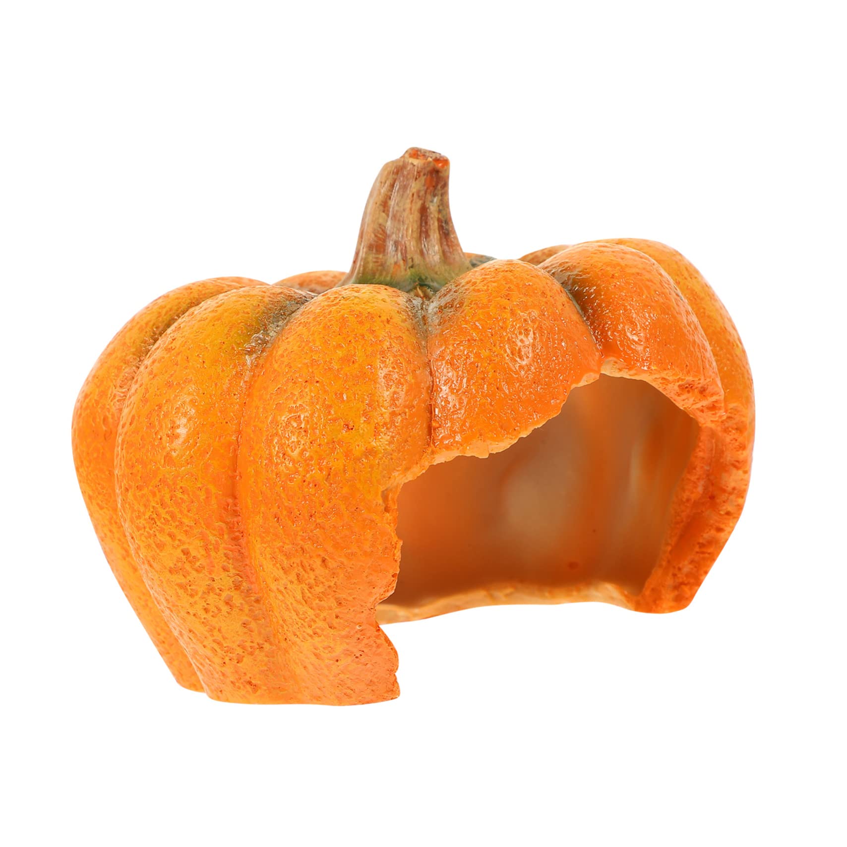 BCOATH Gecko Hide Tortoise Cave Multi Functional Resin Pumpkin Ornament for Hamster Crab Reptiles Fish Tank Decoration with Dark Atmosphere for Hiding and Resting