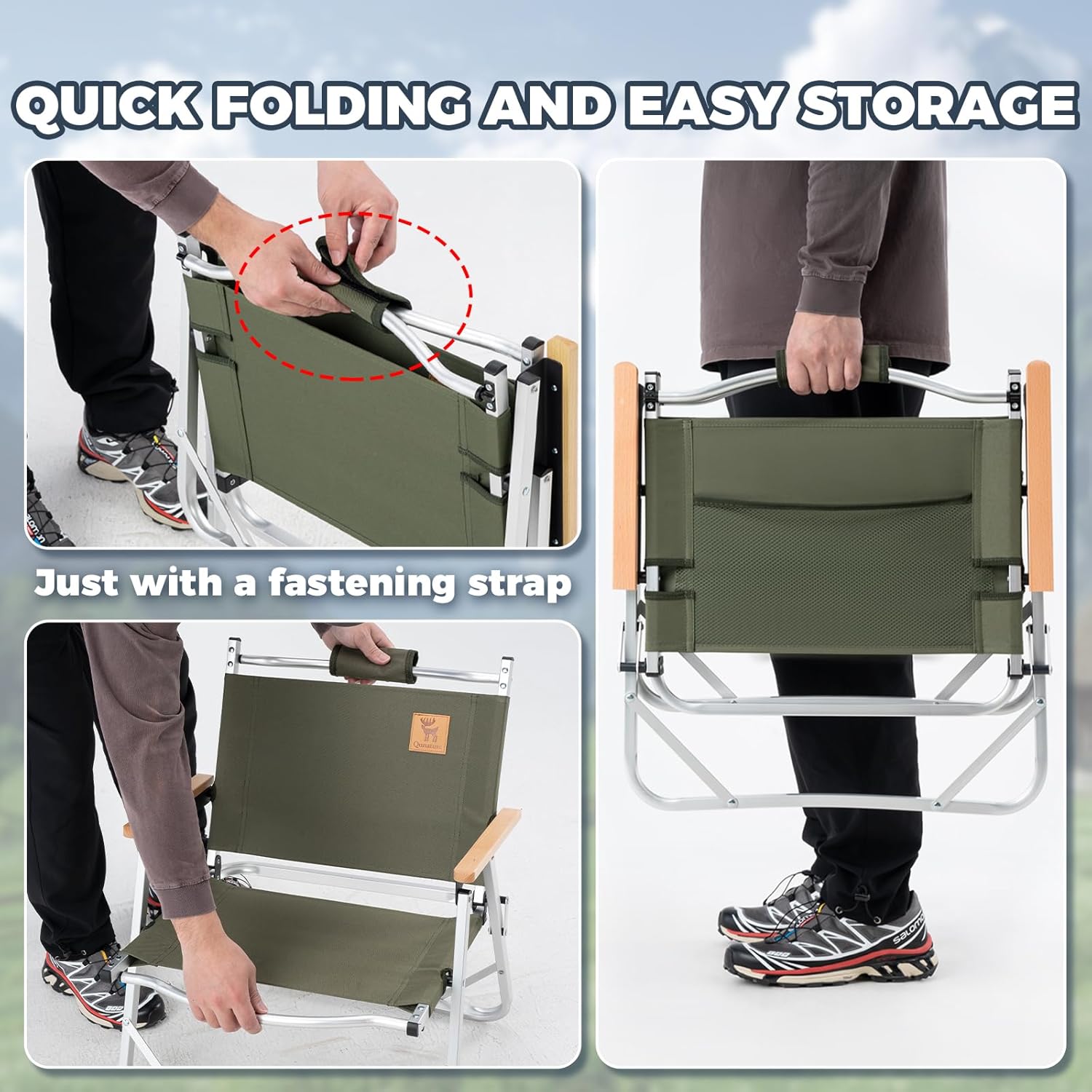 Camping Chair, Folding Aluminum Camping Chair with Side Table, Portable & Lightweight for Outdoor Camping, Picnic, Lawn, Fishing, Supports 265lbs