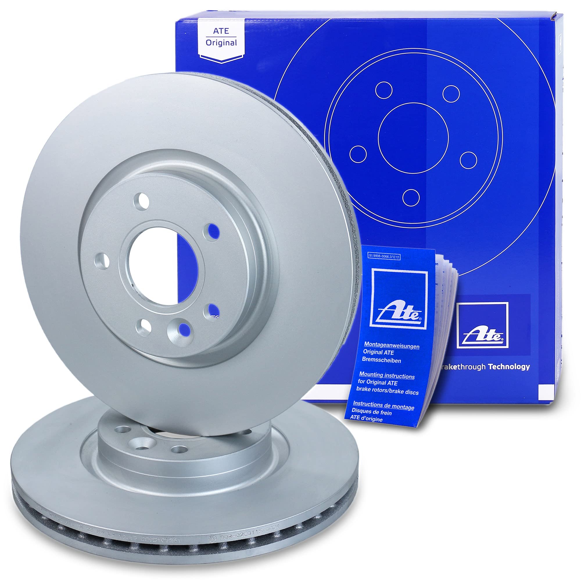 ATE Bremsenset Vorderachse inkl. Bremsscheiben vorne Ø 300 mm belüftet und Bremsbeläge vorne Kompatibel mit FORD C-MAX, FOCUS Mk2, Mk3, GRAND C-MAX, KUGA, TOURNEO CONNECT, VOLVO