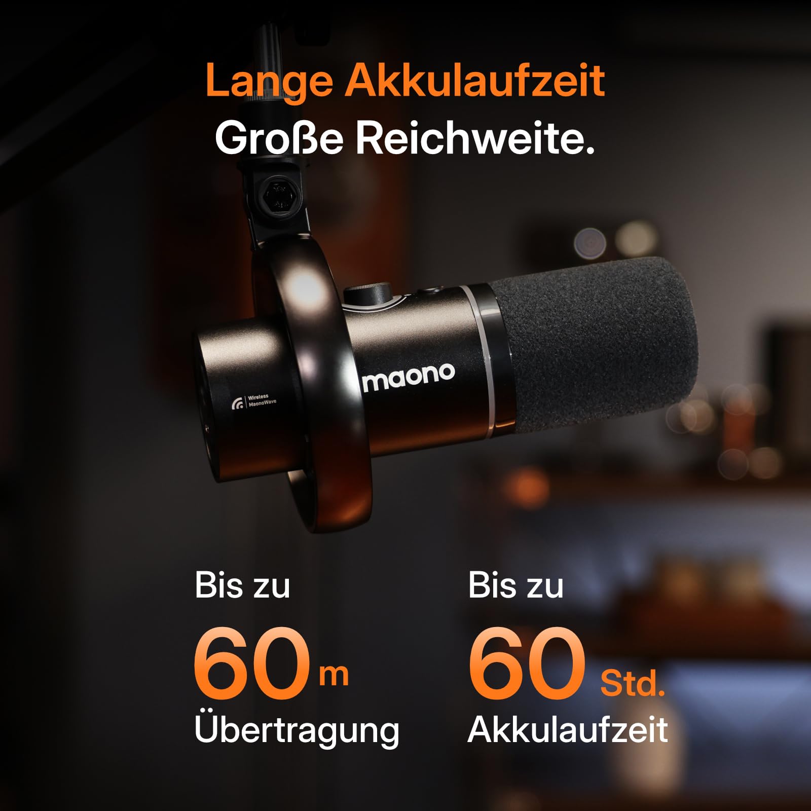 MAONO PD200W Hybrid Wireless Podcast Mikrofon für PC, XLR-USB-Dynamische Mikrofon-Set mit Arm, Software, Geräuschunterdrückung, für Aufnahmen, Streaming, Inhaltserstellung, Heimstudio, Voiceover