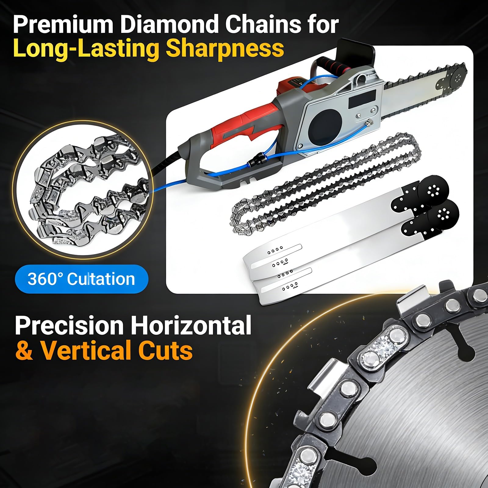 Sierra De Pared Hormigón Eléctrica 5800W/6500W Con Suministro De Agua, Sierra De Cadena Para Hormigón, Granito, Ladrillos, Mármol, Corte Preciso(48CM)