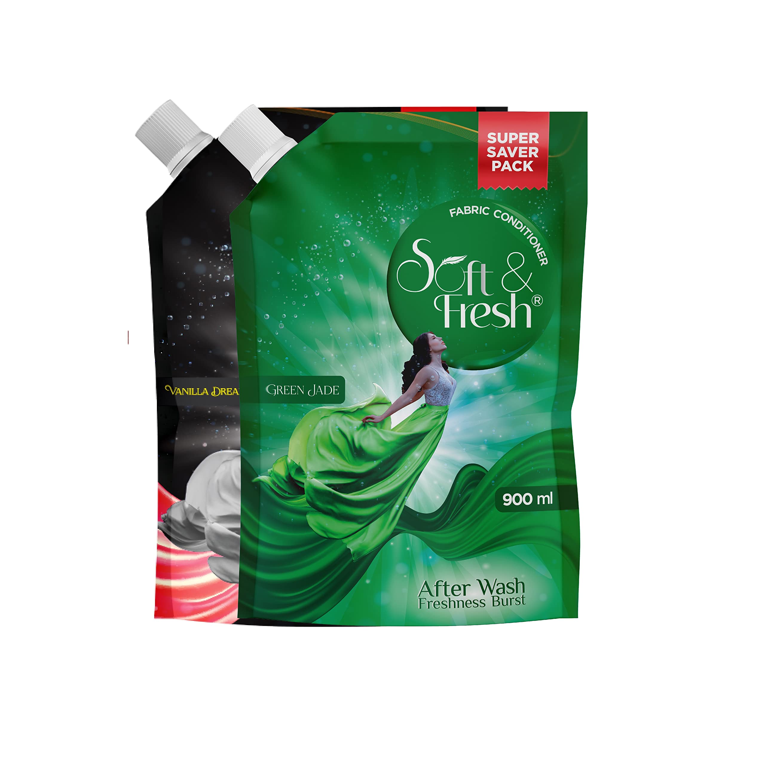 Soft & Fresh combo Pack of Green Jade & Vanilla Dreams 2X900ml, best fabric conditioner softener increase freshness and softness 900ml refill pouch Pack of 2 (B0B2DPG2H4) Amazon Price History, Amazon Price Tracker
