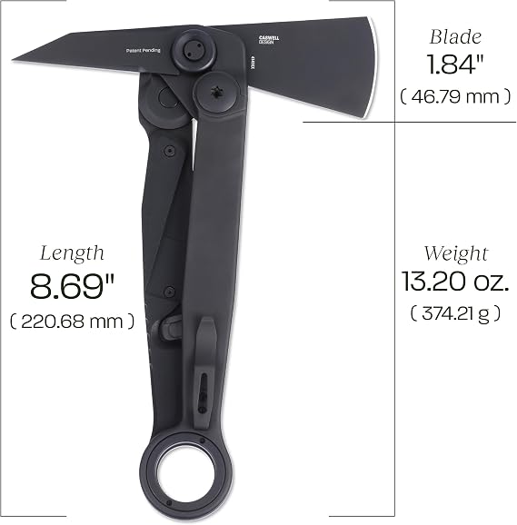 CRKT Provoke X Outdoor Folding Axe with Kinematic, Black, 4141KX | 1.84 Axe Blade, SUJ2 Steel with Corrosion Resistance, Kinematic Deployment, Deadbolt Lock, KinematicTM Opening