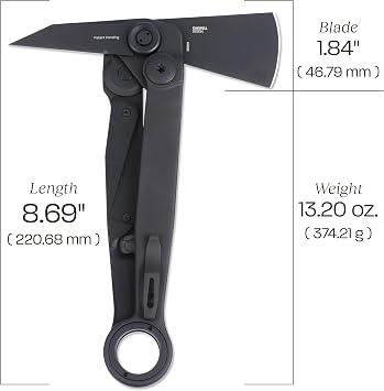 CRKT Provoke X Outdoor Folding Axe with Kinematic, Black, 4141KX | 1.84 Axe Blade, SUJ2 Steel with Corrosion Resistance, Kinematic Deployment, Deadbolt Lock, KinematicTM Opening