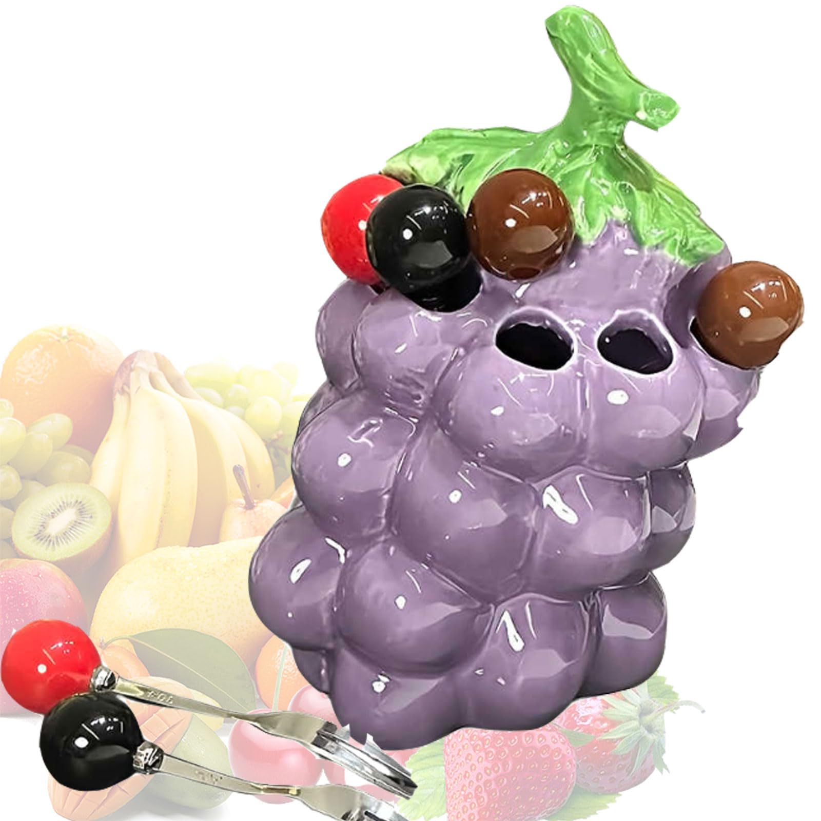 Fourchettes À Fruits en Acier Inoxydable avec Porte-Couverts Céramique, Fourchettes À Salade Fourchettes Apéritif Réutilisables Colorées pour Cuisine Maison Pique-Nique