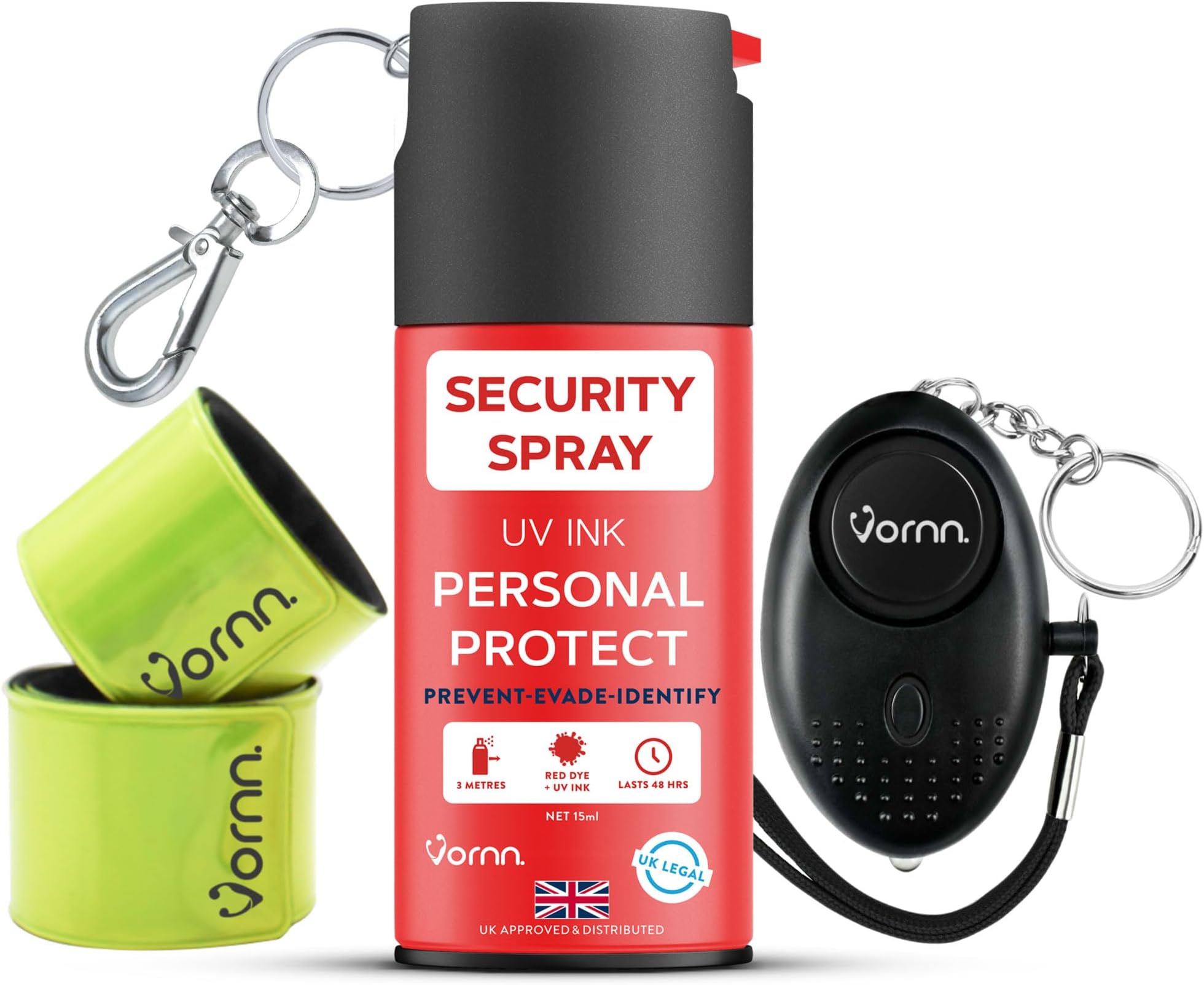 VORNN Personal Security Marker Spray - UK Legal Dye & UV Identifier - Keychain Safety Device for Men & Women