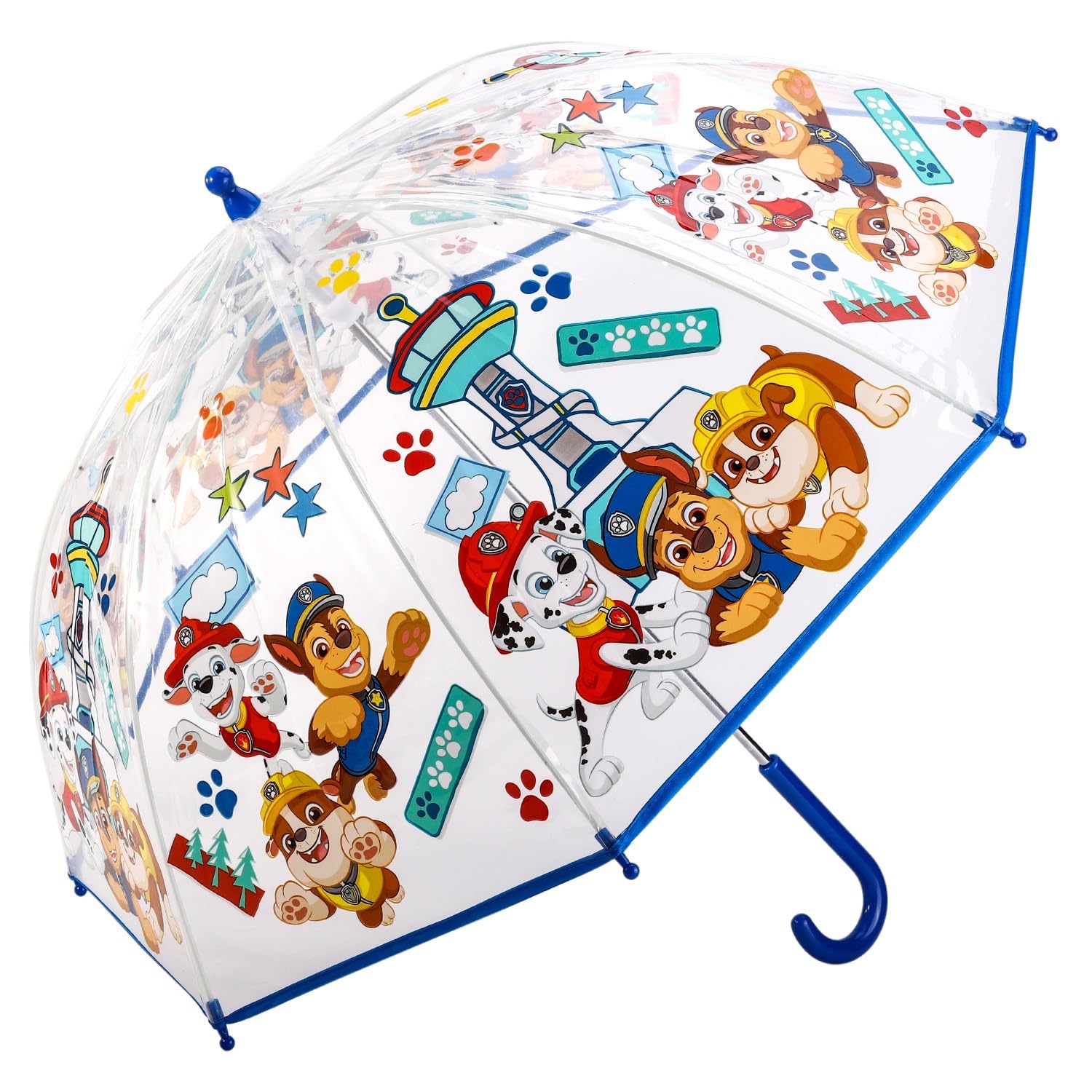 Tdl Boys Clear Paw Patrol Kids Umbrella – Dome Umbrella With Chase, Marshall & Rubble – Lightweight, Easy-Open Design, Perfect For & Girls