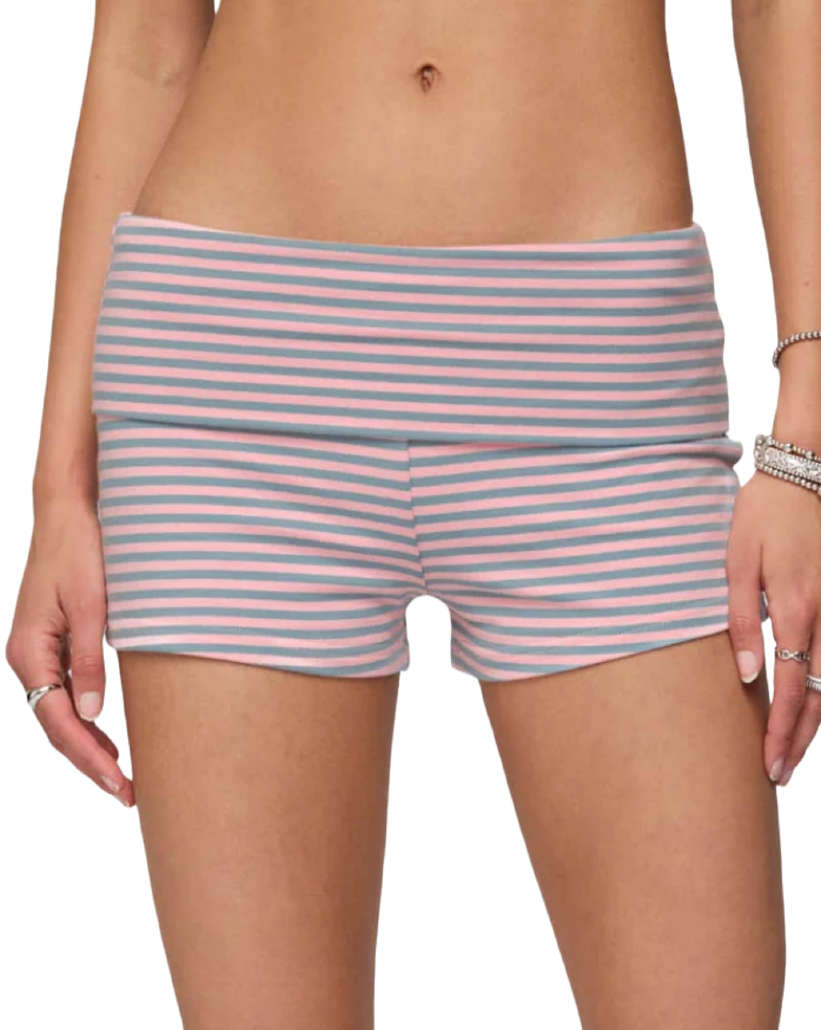 Women Fold Over Lounge Shorts Sexy Low Rise Yoga Shorts