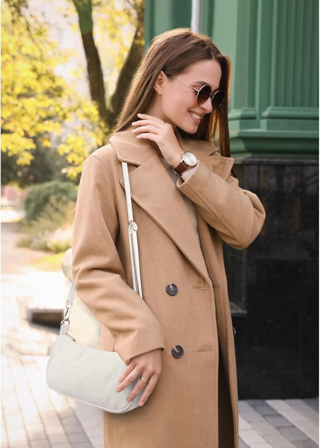 FITDON Small Shoulder Bag for Women, Corduroy Hobo Tote Handbag Clutch Purse Crescent Underarm Bag Y2k Crossbody Bags - Image 2