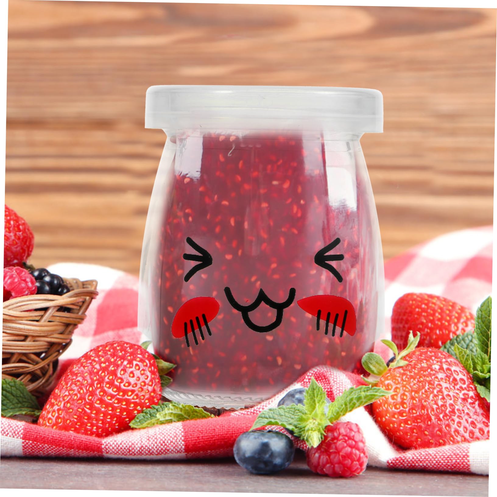 NOLITOY 6 Stück Puddingflaschen mit Deckel Luftdichte Dessert und Joghurtgläser Große Öffnung für Marmelade Joghurt Kuchenaufbewahrung Spülmaschinenfest Zufälliges Design