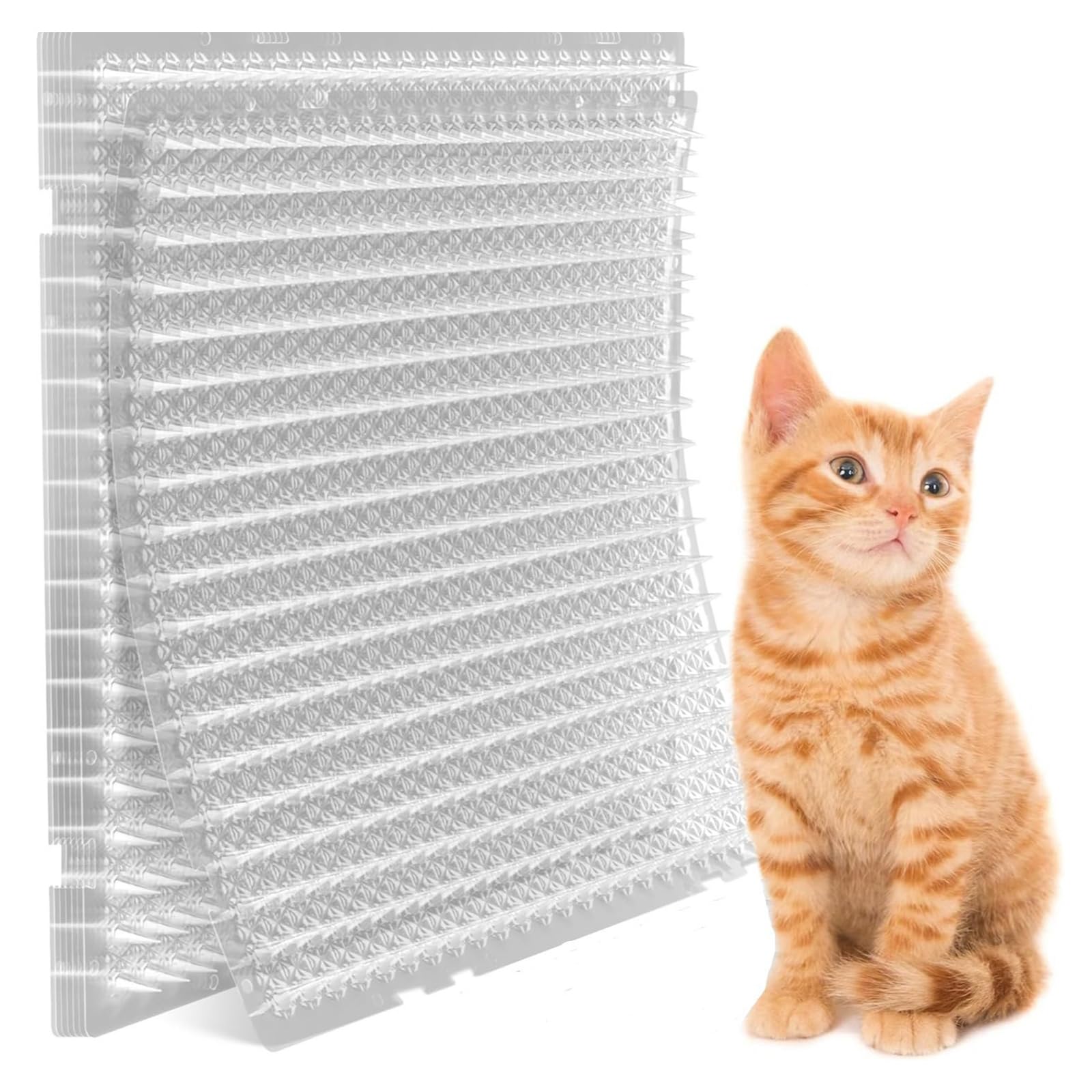 Alfombrilla Anti Gatos, Rejilla Antigatos 10 Unidades | Pinchos Disuasorios para Jardín y Balcón | Protección Duradera Interior/Exterior | PP Reciclado, Antideslizante 42 * 34cm (12, Transparente)
