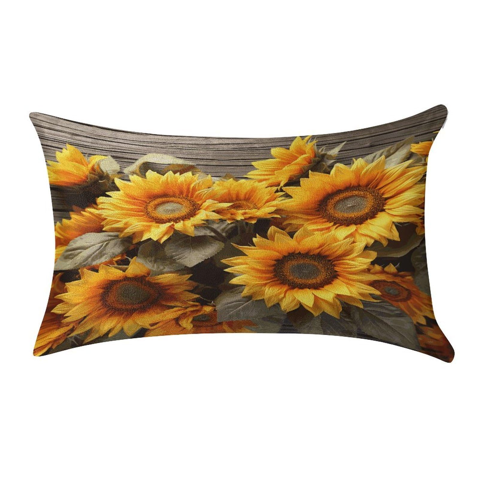 FekiLoot Plants Theme Sunflower Pillow Cover Modern Lumbar Pillow Covers Easy Care Velvet Pillowcase Super Soft Cushion Case Rectangular Throw Pillow Cover for Couch Sofa Bedroom Car Decor
