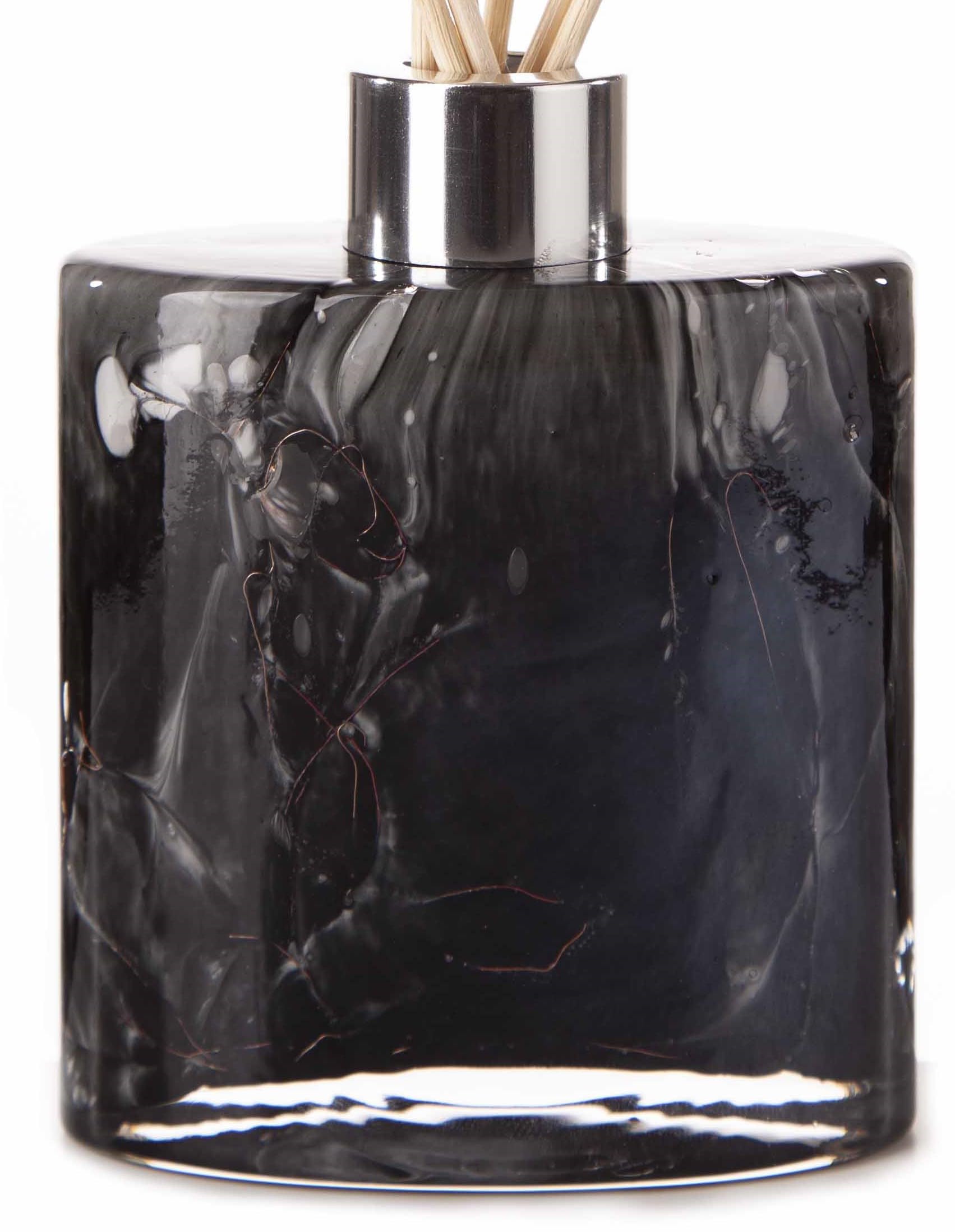 Amelia Art Glass Black & Grey Reed Diffuser Small Ellipse Cylinder In (Black Marble)