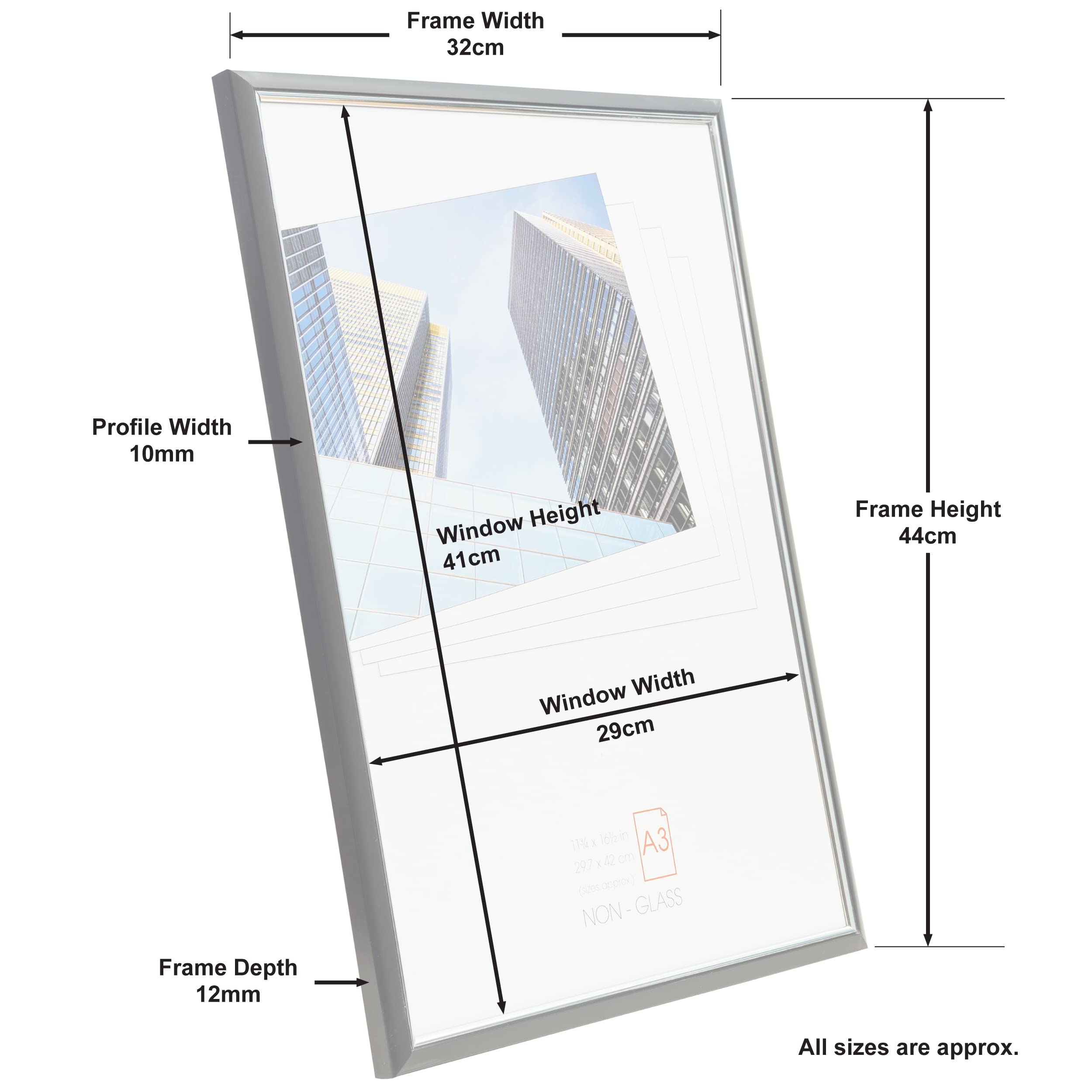 Cornice portafoto A3 30x42 cm bianco plexiglas Hampton Frames inserimento rapido fissaggio verticale orizzontale per foto poster