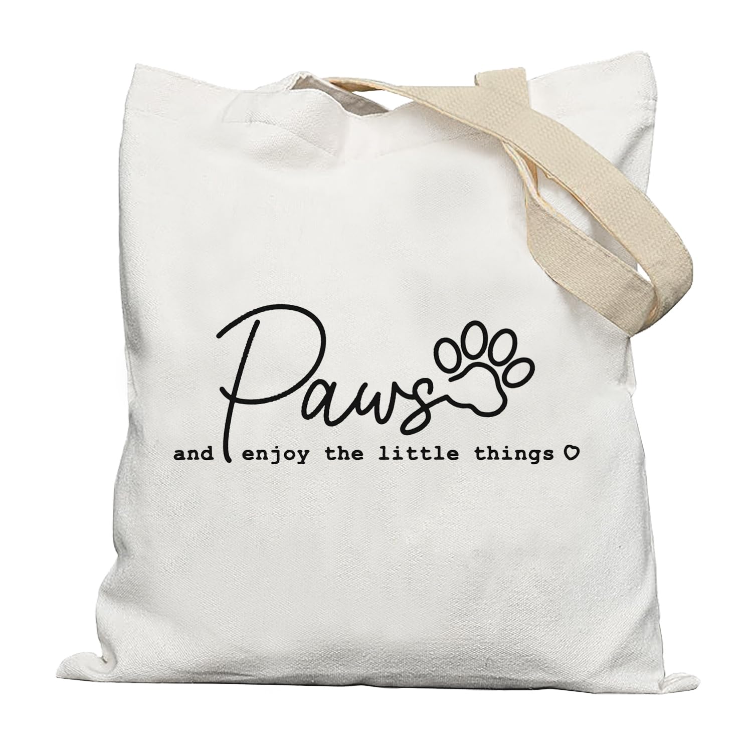 Lacosu Dog Lover Tote Bag - Paws & Enjoy Reusable Canvas Grocery Bags for Women, Dog Mom Gifts, White