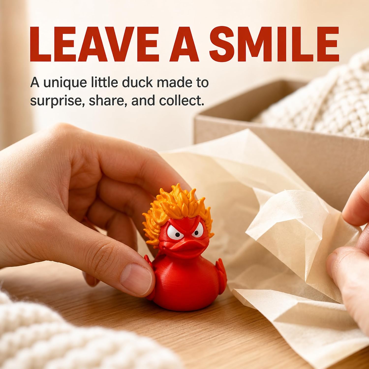 3D Printed Flame Hair Winter Duck Collectible Compatible with Jeep Ducking – Cruise Duck Hiding Surprise | Dashboard Decor | Desk Shelf Novelty Gift | Display Figure image 2