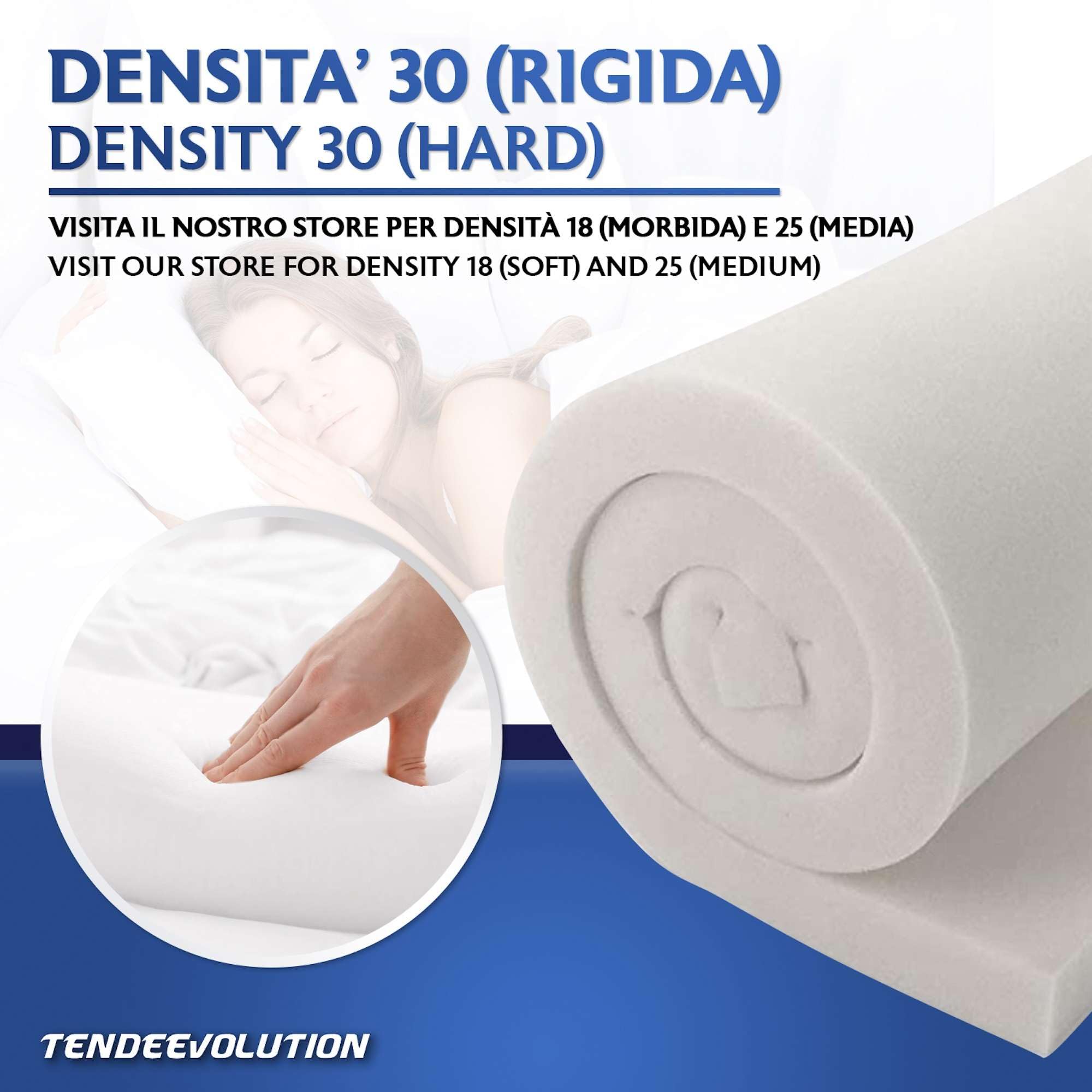 TENDEEVOLUTION Gęstość pianki do wypełnienia 18, 25 i 30, płyta 200 x 100 cm, grubość 1-10 cm, gąbka do wypełnienia sofy, poduszki z pianki poliuretanowej (gęstość 30, grubość 5 cm)