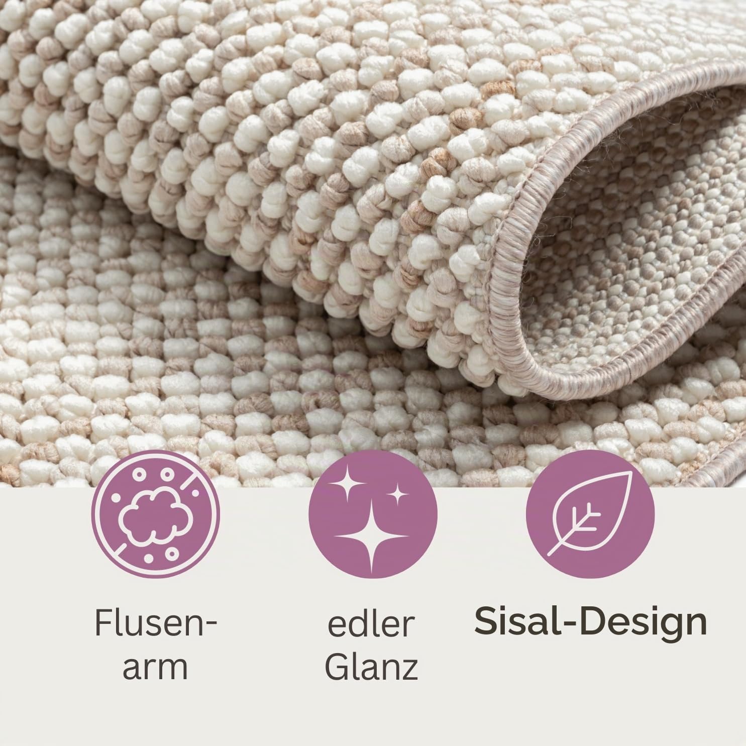 MY-RUG Teppich Wohnzimmer 200x290 cm - Sisal-Look Beige Boho Schlafzimmer