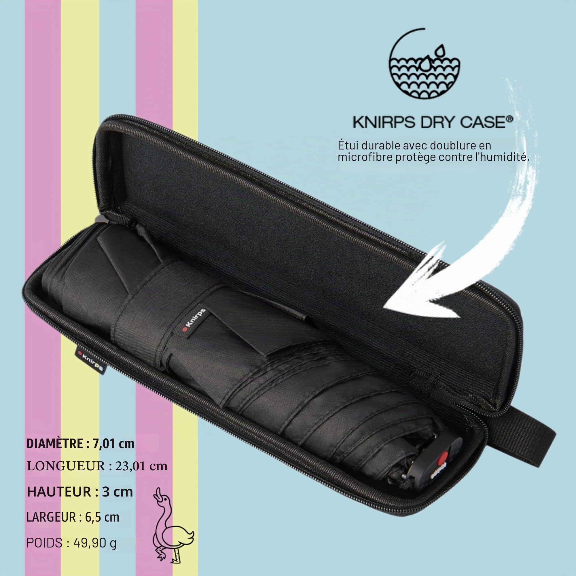 Knirps X4U My Clever Companion Parapluie 90 cm de diamètre, coupe-vent, ouverture et fermeture à la main, design compact pour voyage et protection contre les intempéries avec fonction