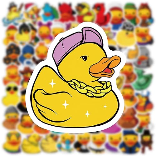 Miniatura 4 de Paquete de 69 calcomanías impermeables de pato de goma Kawaii  Lindos animales patos de dibujos animados geniales Deacls Graffiti vinilo para