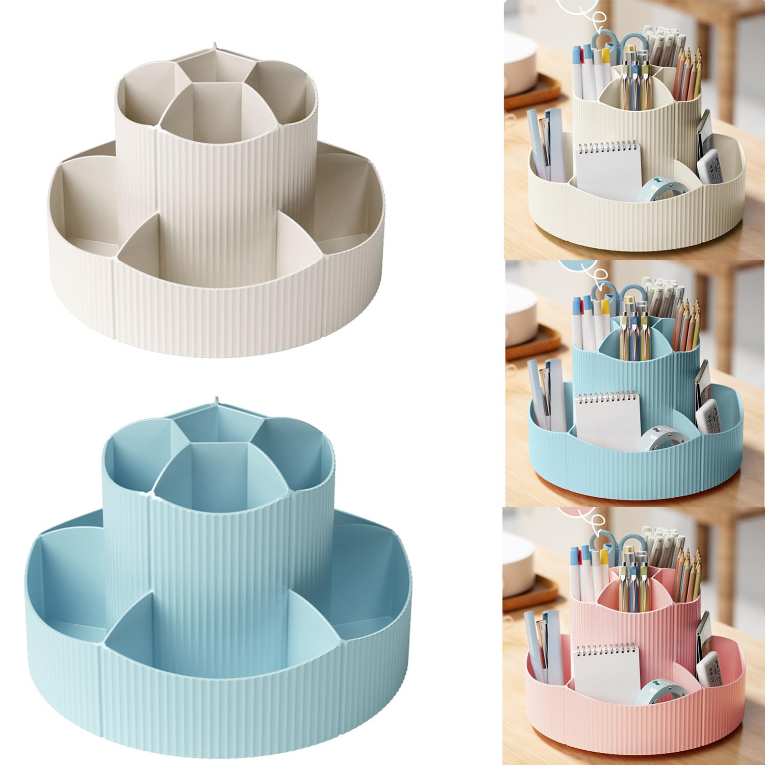 Porte-Crayons Rotatif 360° - 11 Compartiments Pour Bureau Ou Maquillage