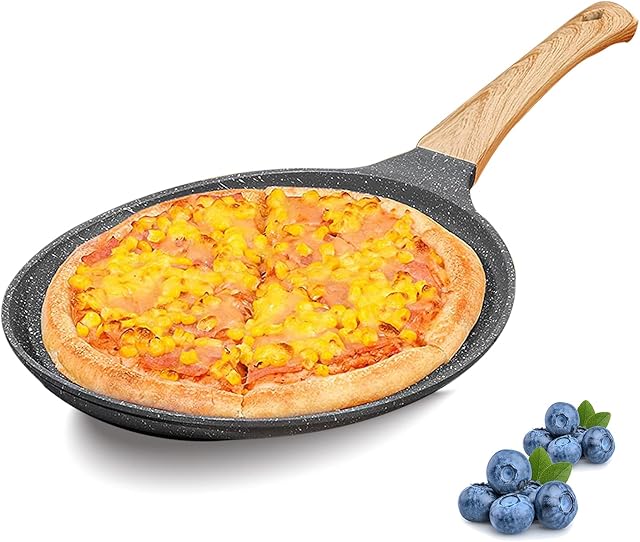 FARONG Non Stick Frying Pan, Egg Frying Pan Non-Stick Pancake Flat Griddle Frying Skillet Low Pot for Omelette Tortillas with Stay-Cool Handle Induction Compatible, PFOA Free (24cm), Green