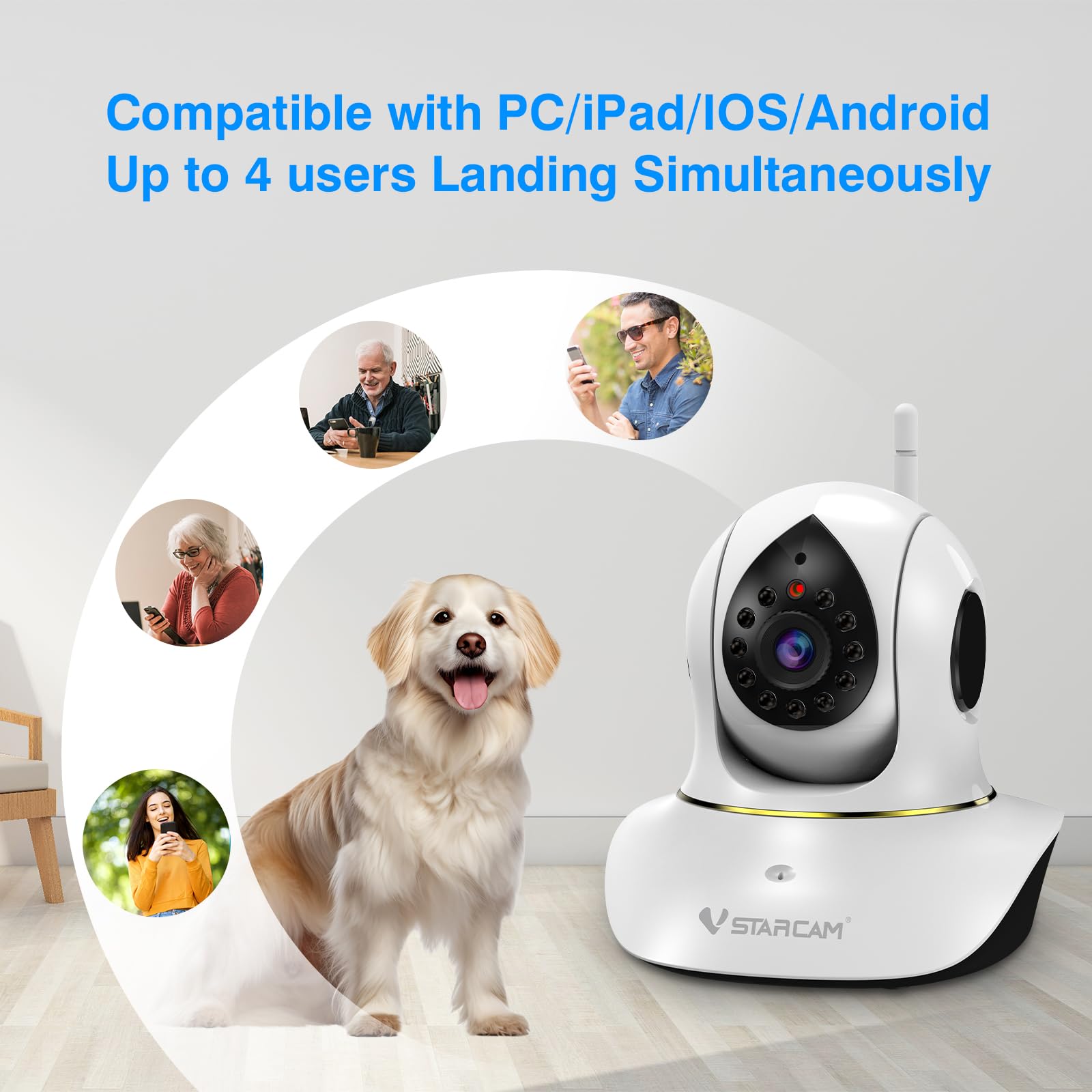 VSTARCAM 720P telecamera per gatti, telecamera interattiva per cani e gatti con app per cellulare, visione notturna a infrarossi, rilevamento del movimento, audio bidirezionale, telecamera per cani da