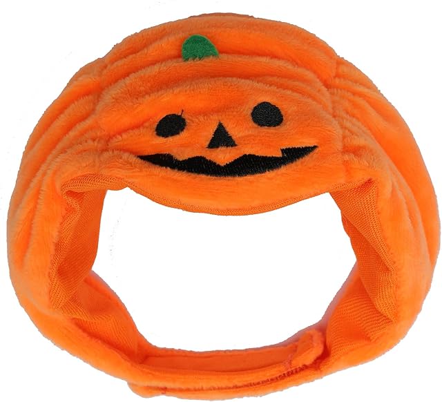 Xbopetda Halloween Dog Hat, Cat Dog Pumpkin Hat, Halloween Headdress Supplies Costume, Pet Neck Ear Warmer, Adjustable Headwear Party Dress Up for Cat Kitten Puppy, Halloween Pet Supplies (Orange)