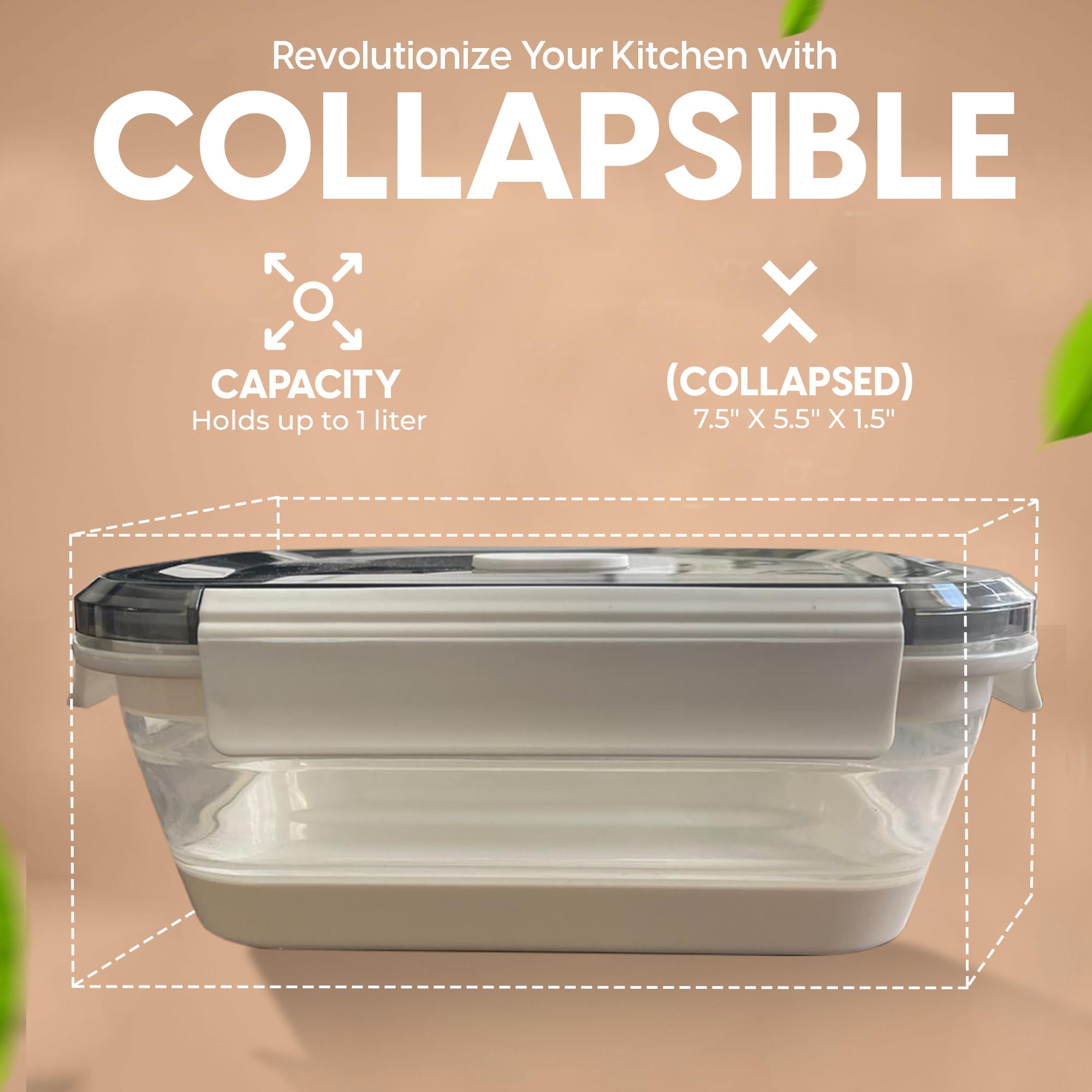 A MILLI Lonchera plegable, contenedores plegables de silicona para alimentos, cajas de utensilios Ttop, plegables, aptas para microondas, congelador, aptas para lavavajillas, juego de 2