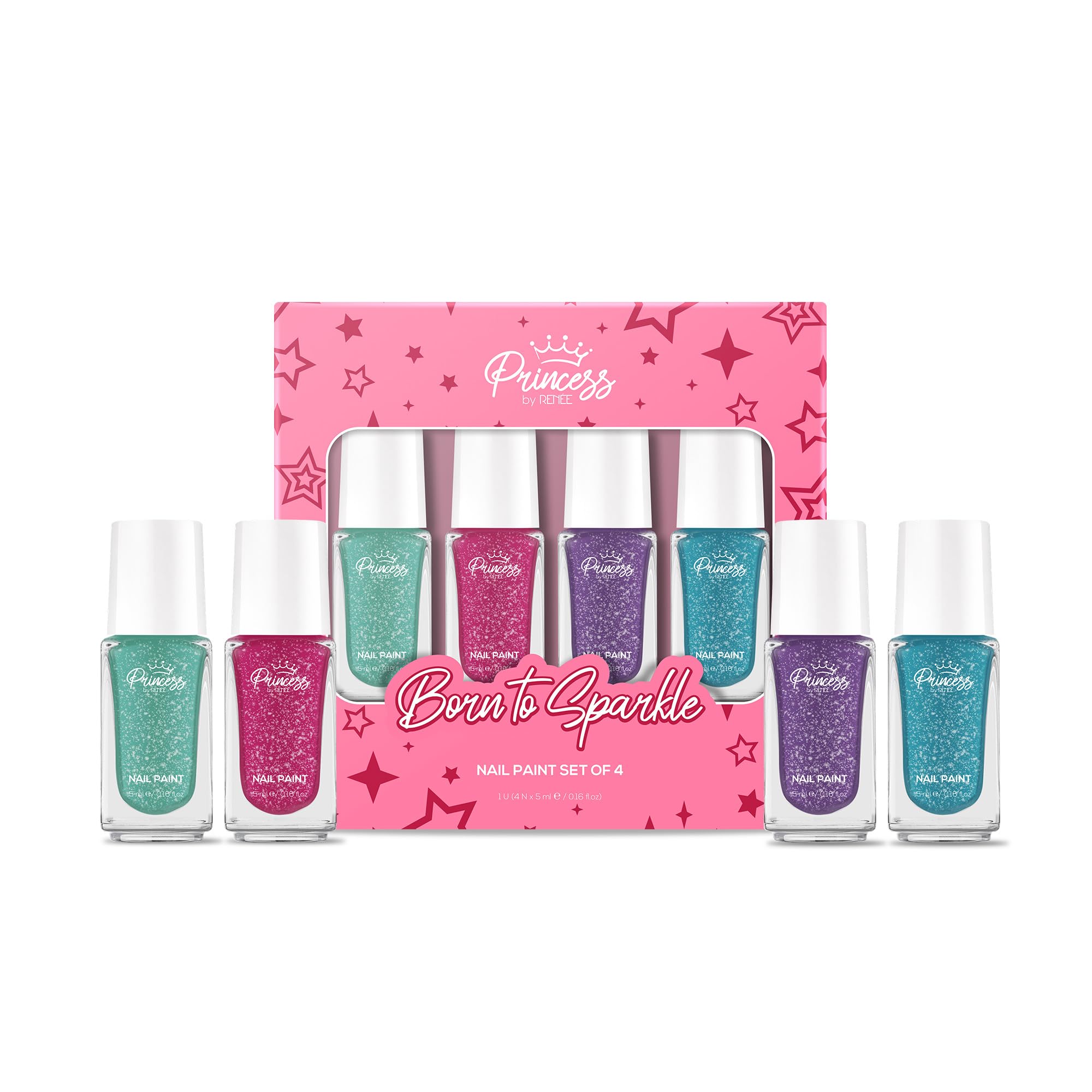 Princess By RENEE Born To Sparkle Nail Paint Set of 4 For Kids | Soft Pigment, Glossy Texture, Glittery Finish, Quick-Drying & Long-Lasting, 4 x 5ml-image-13