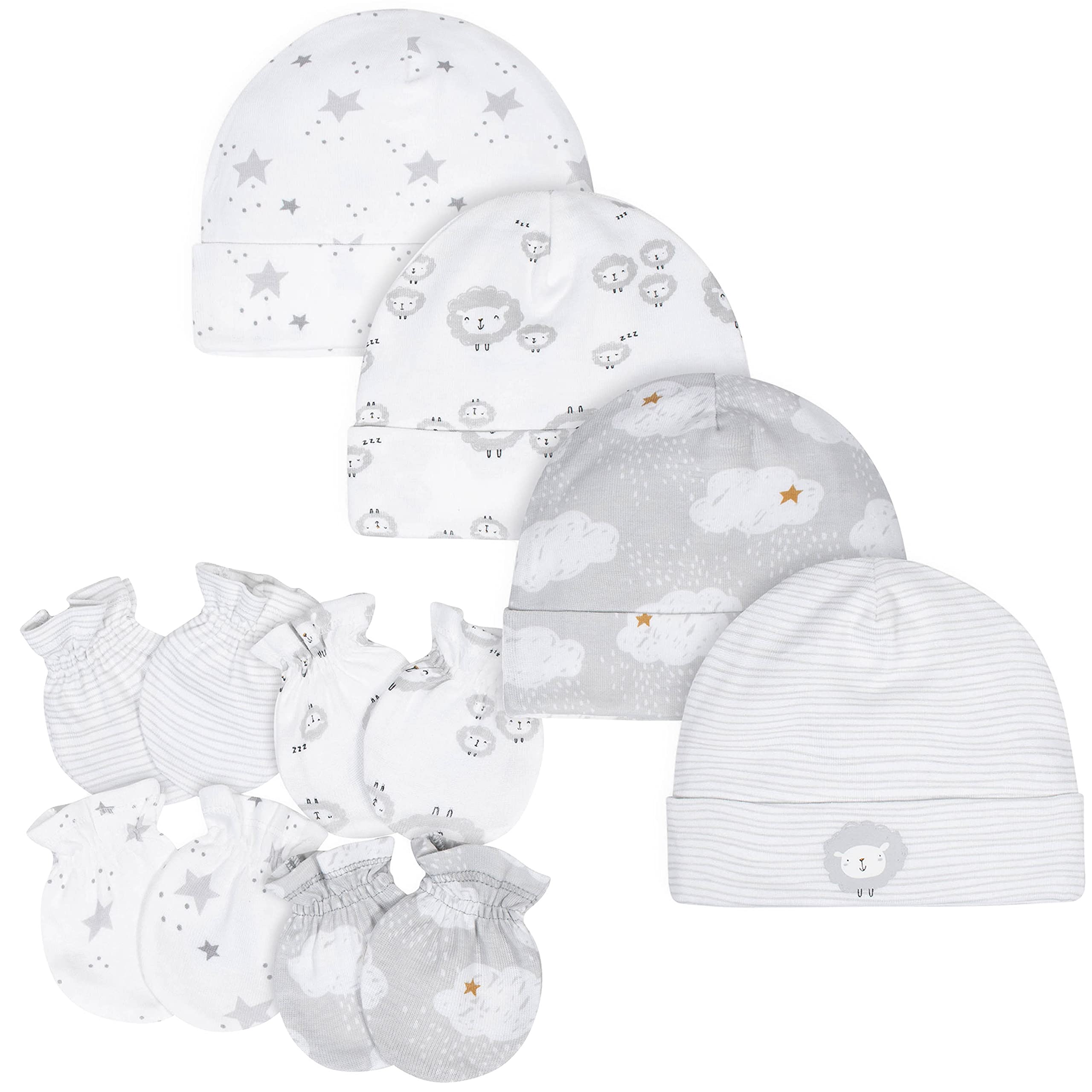 Gerber unisex-baby 8-piece and 9-piece Cap and Mitten Sets Mittens