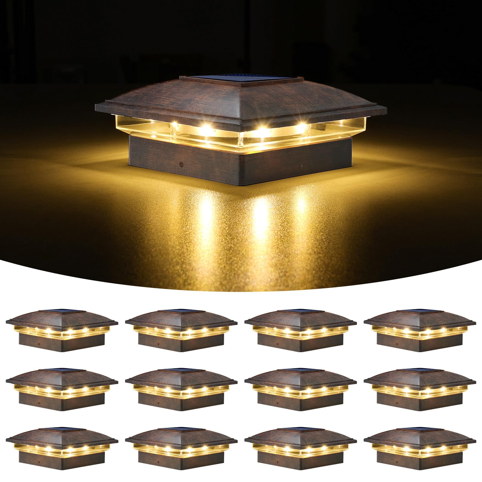 Photo 1 of **Only 8** VOLISUN Solar Post Cap Lights, Brushed Copper, 12 Pack