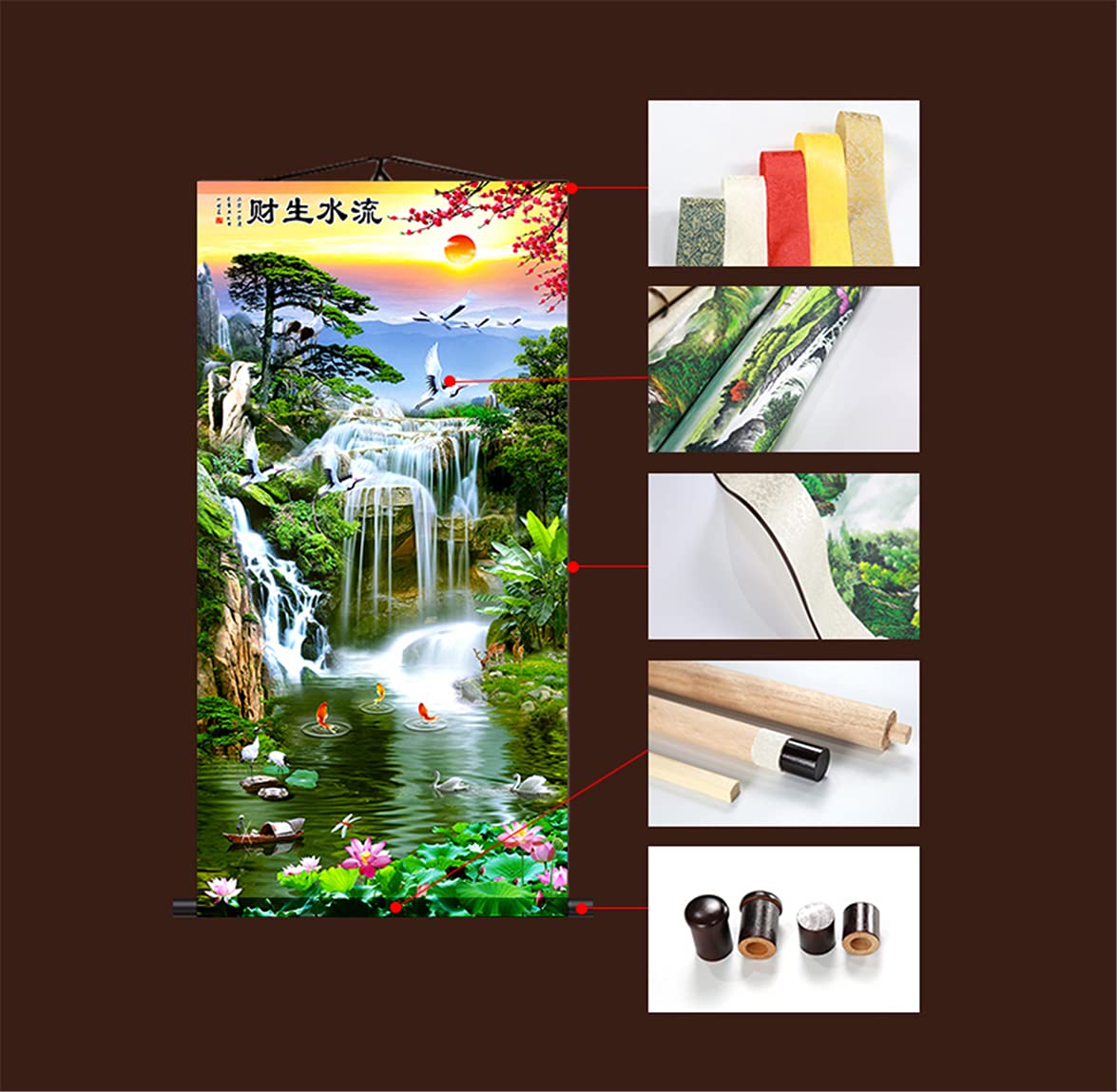 Amazon.co.jp: UXOWOXU 中国伝統風水 ウォールアート 風景 滝