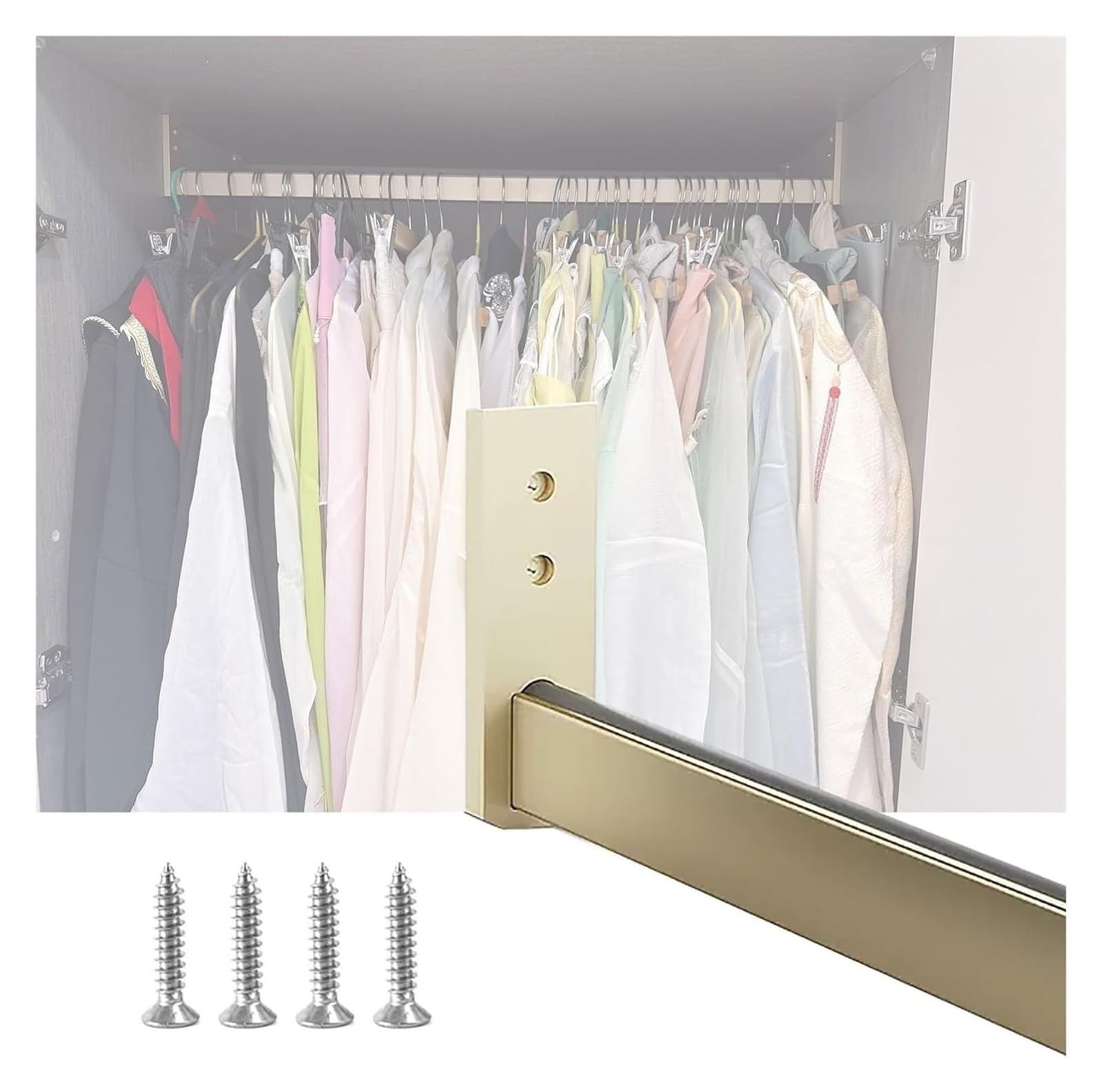 ROHCGHC Wardrobe hanging rods, Wardrobe Rail Tube for Cloakroom/Laundry Room/Shoe Cabinets, Wall Mount Valet Closet Rods W/End Supports, 3mm Thick(55cm/21.7in)