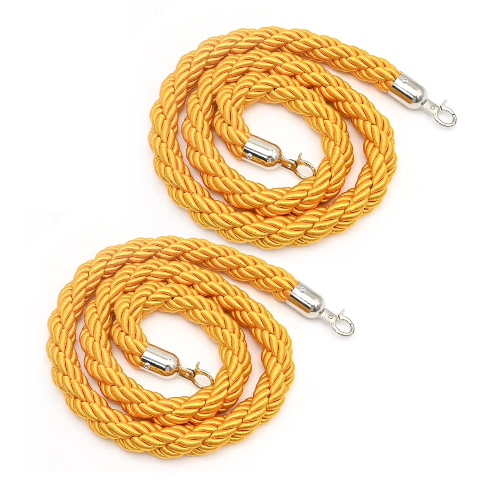 GDMDPTE Set of 2 Hemp Rope Crowd Control Cords with Silver Snap Hooks Braided Barriers for Posts Dividers for Event Management and Queue nization