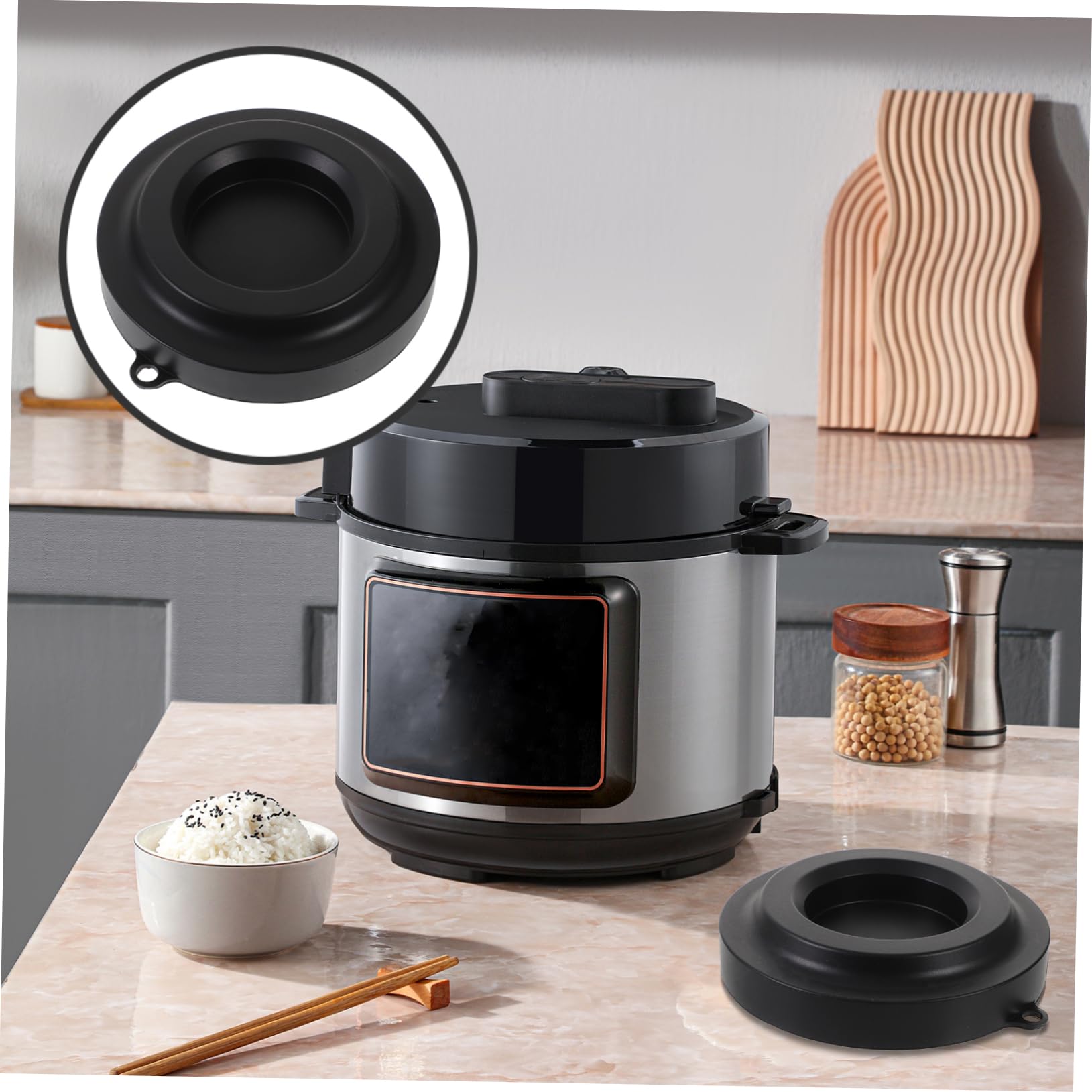 BRIGHTFUFU 1pc Silicone Lid Bracket for Pressure Cooker Air Fryer Kitchen Accessory to Organize Lids Dishwasher Silicone Design Space Saving